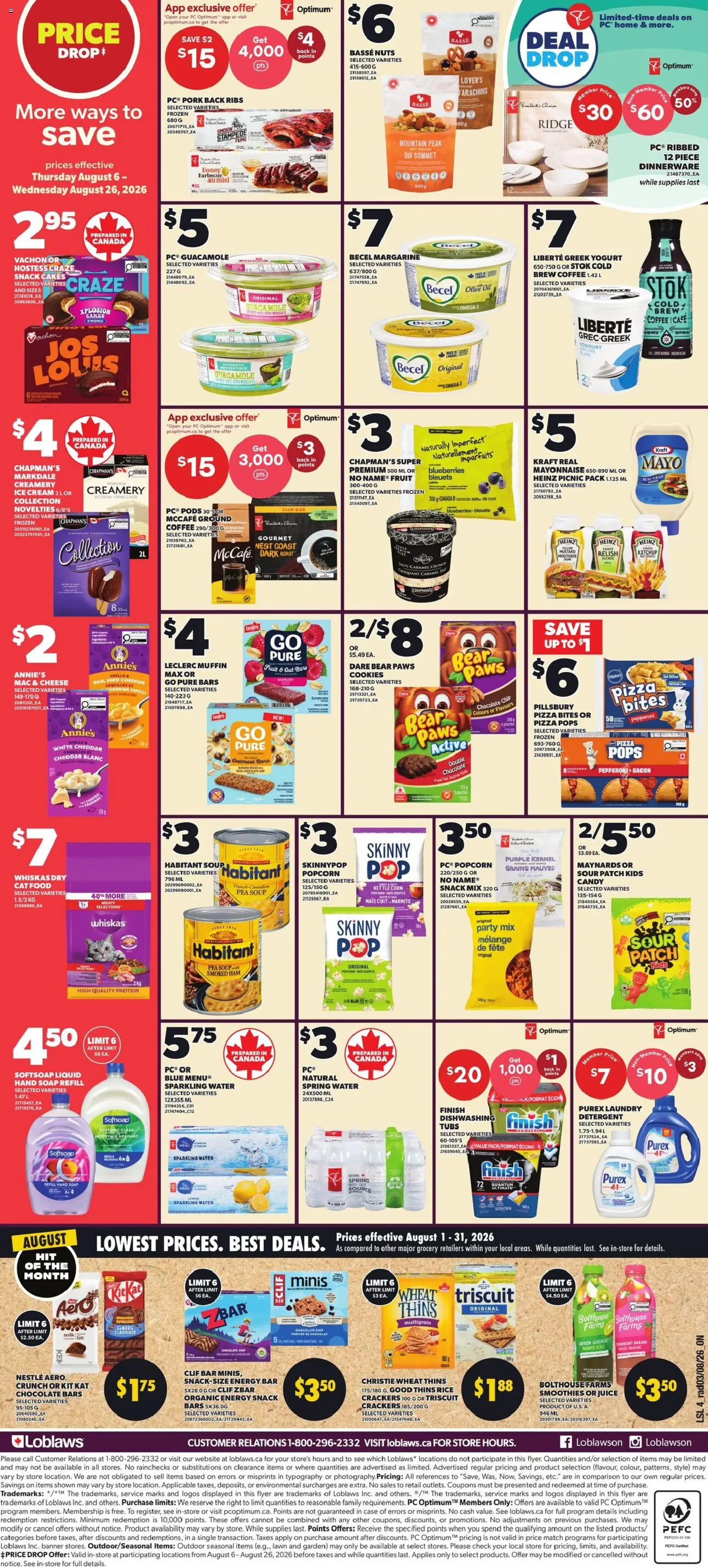 Loblaws flyer valid from Aug 6, 2026 | Page: 2 | Products: Cream, Ice cream, Case, Cheese