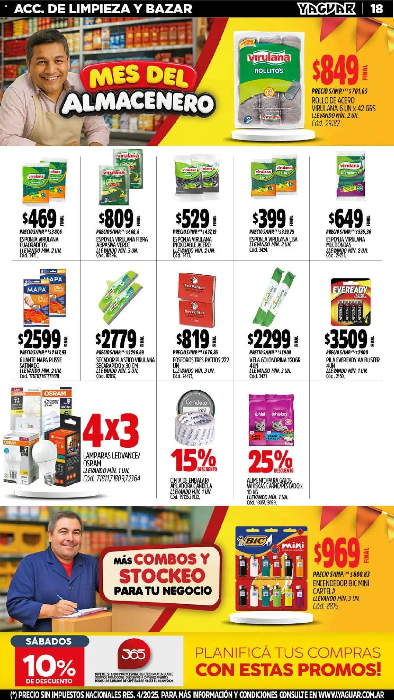 Yaguar - Oferta Semanal Mar del Plata │ válido desde el 14/09/2026 | Página: 18 | Productos: Fósforos, Pila, Encendedor, Lámparas
