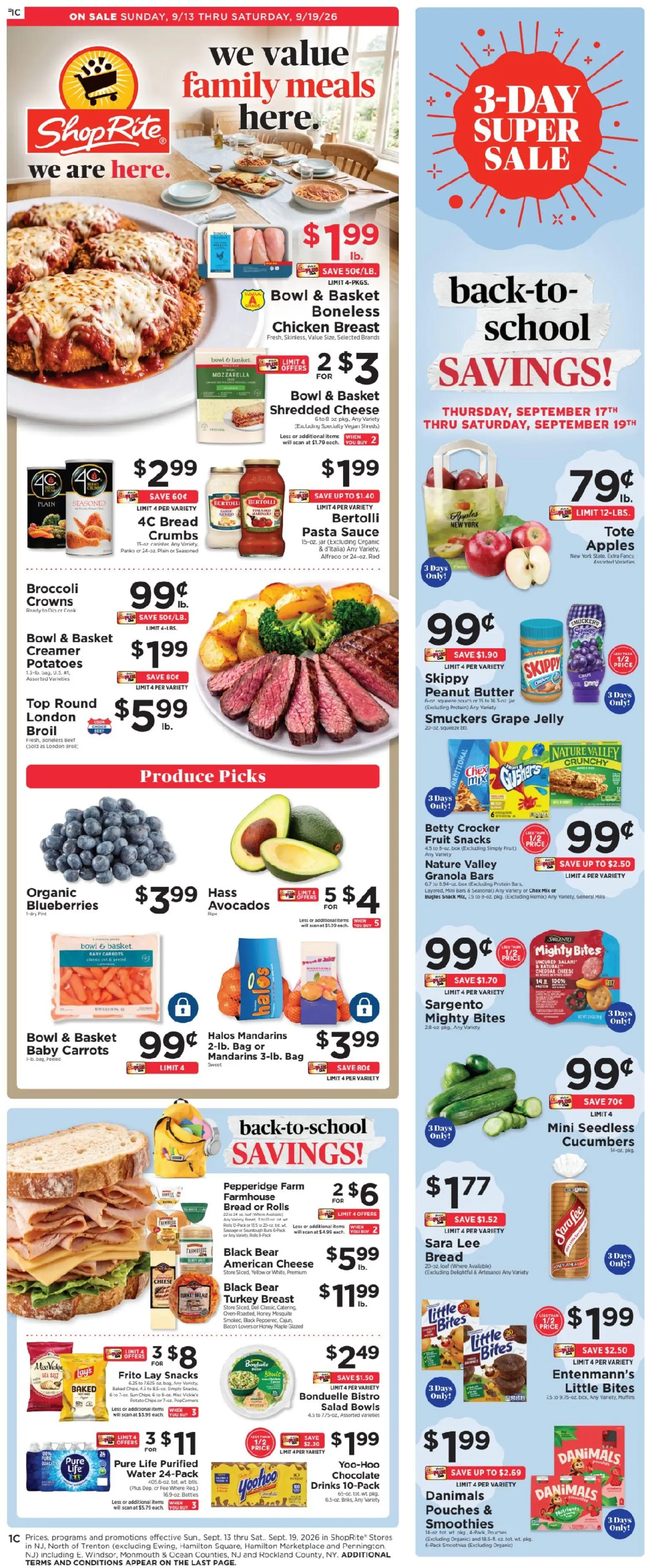 ShopRite Weekly Ad - valid from 09/13/2026 | Page: 1 | Products: Apples, Water, Sauce, Blueberries