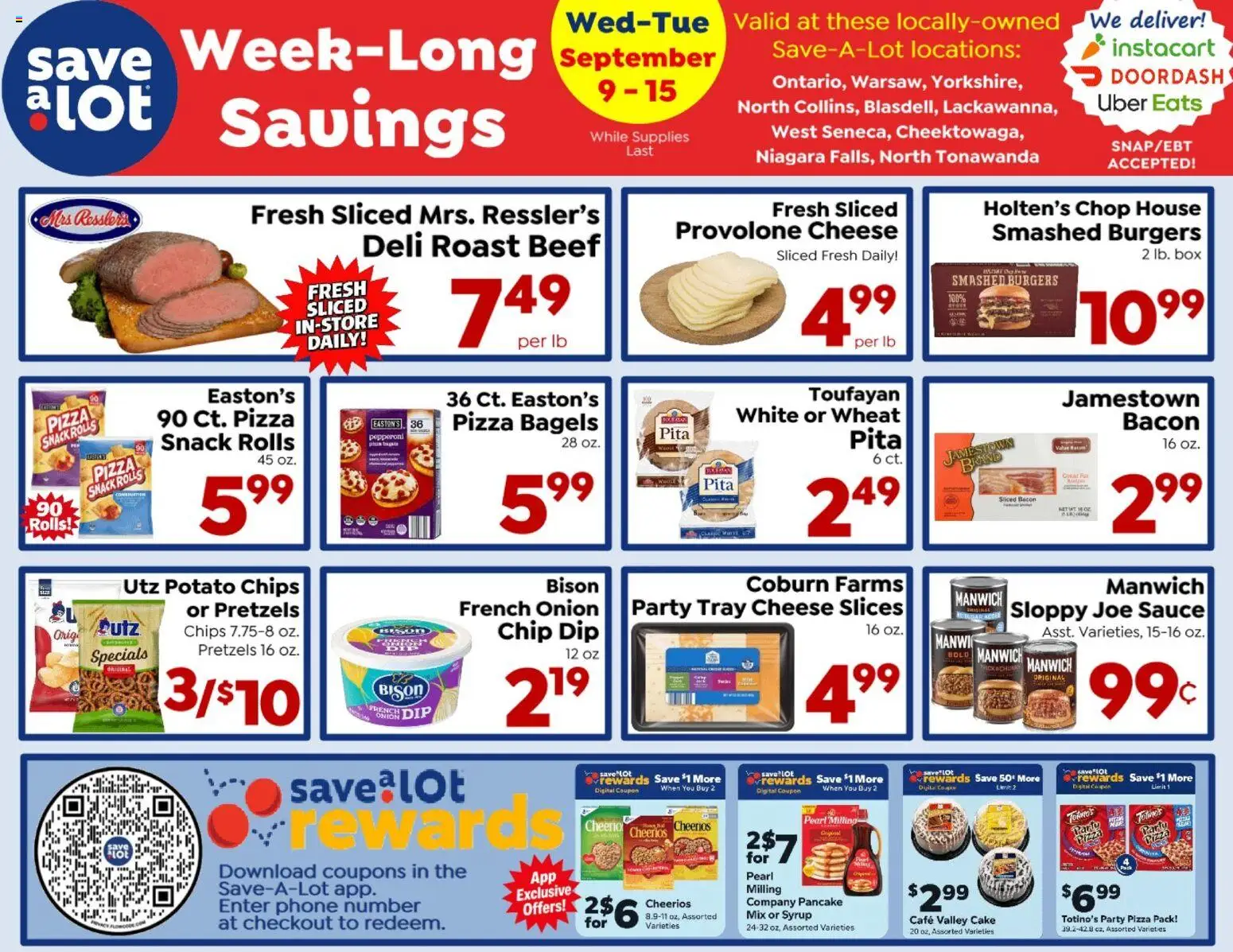 Save a Lot Ad - valid from 09/09/2026 | Page: 1 | Products: Box, Sauce, Phone, Onion