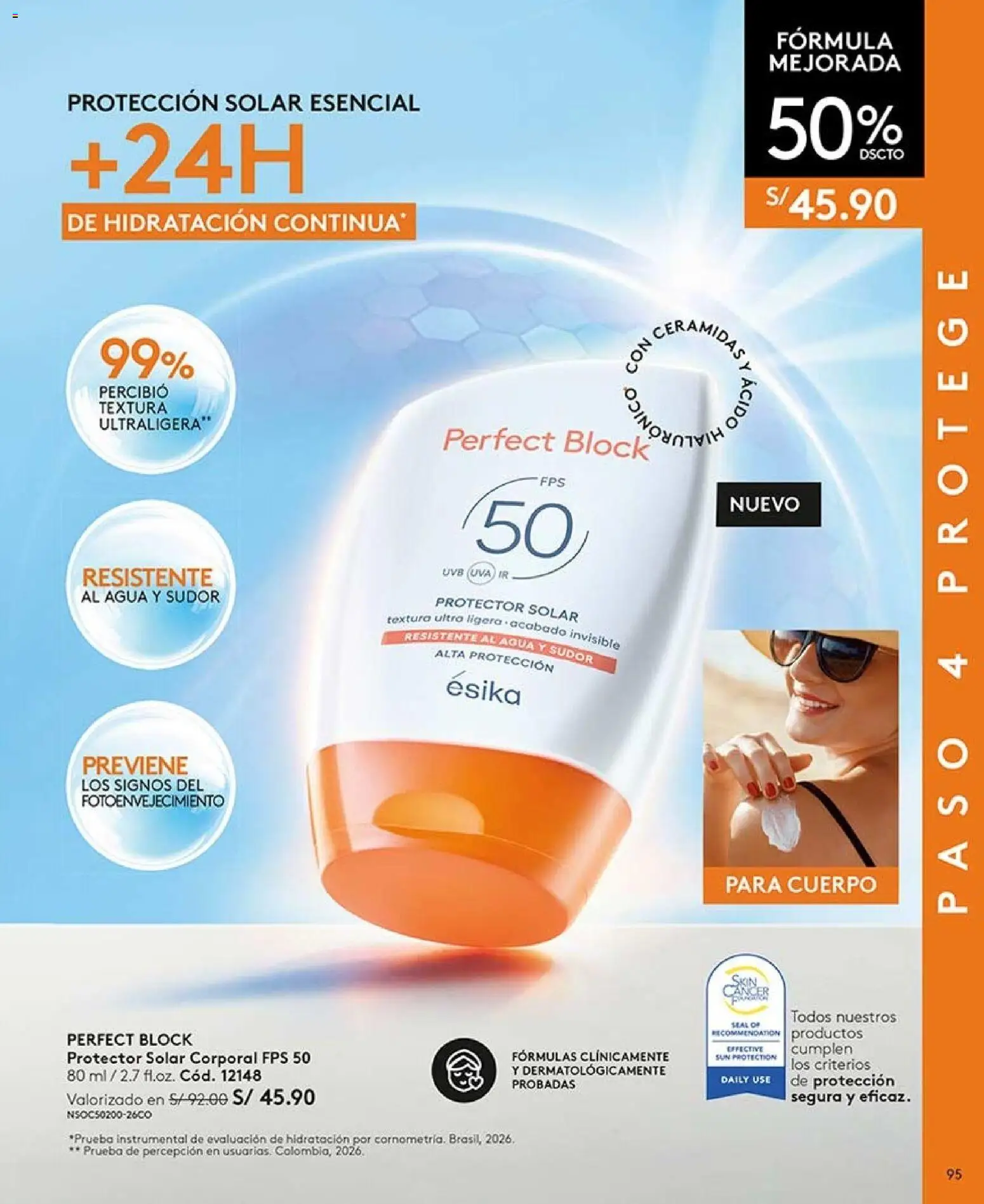 Catálogo Ésika válido desde 02/08/2026 | Página: 95 | Productos: Protector solar, Agua
