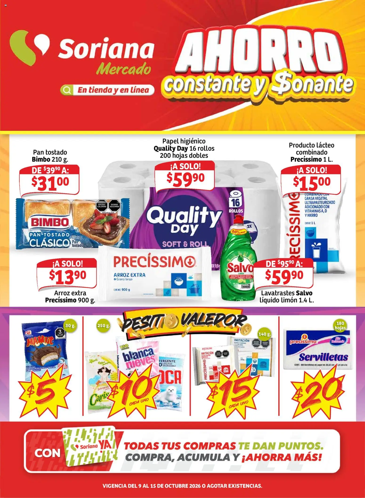 Nuevas ofertas de Soriana válidas en toda la República Mexicana desde el 09/10/2026. ¡Encuentra las mejores ofertas en Soriana folleto Mercado Ahorro constante y sonante! | Página: 1