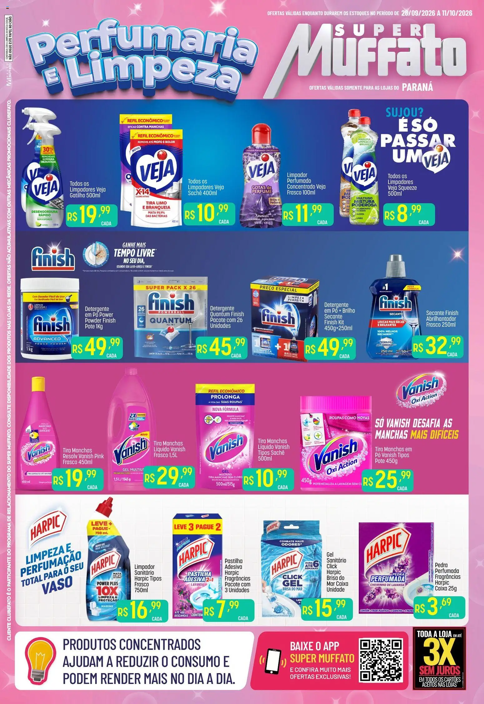 Super Muffato Folheto - válido de 28/09/2026 | Página: 1 | Produtos: Pó, Tira manchas, Detergente, Roupas