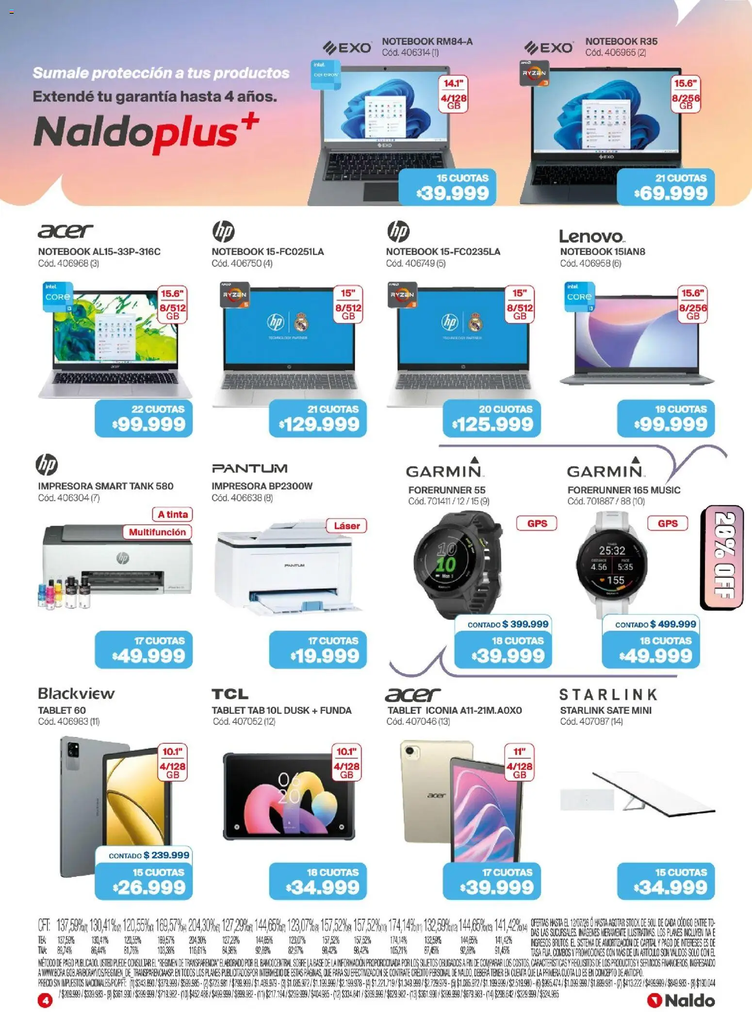 Naldo - Catálogo │ válido desde el 01/07/2026 | Página: 4 | Productos: Impresora, Sobre, Tablet, Notebook