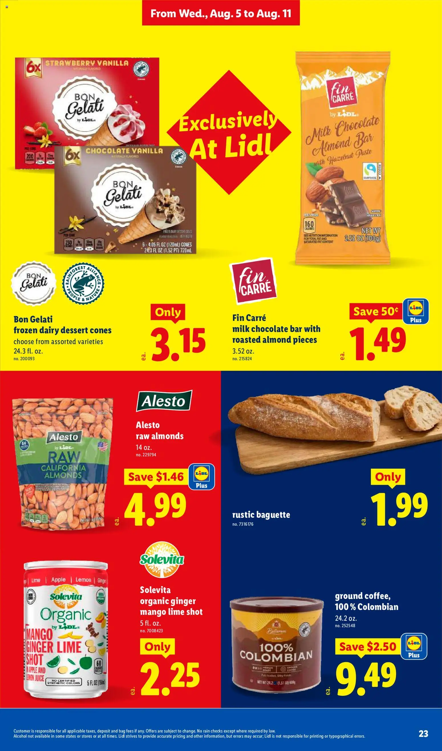Lidl Weekly Ad - valid from 08/05/2026 | Page: 23 | Products: Almonds, Ginger, Chocolate bar, Lemon