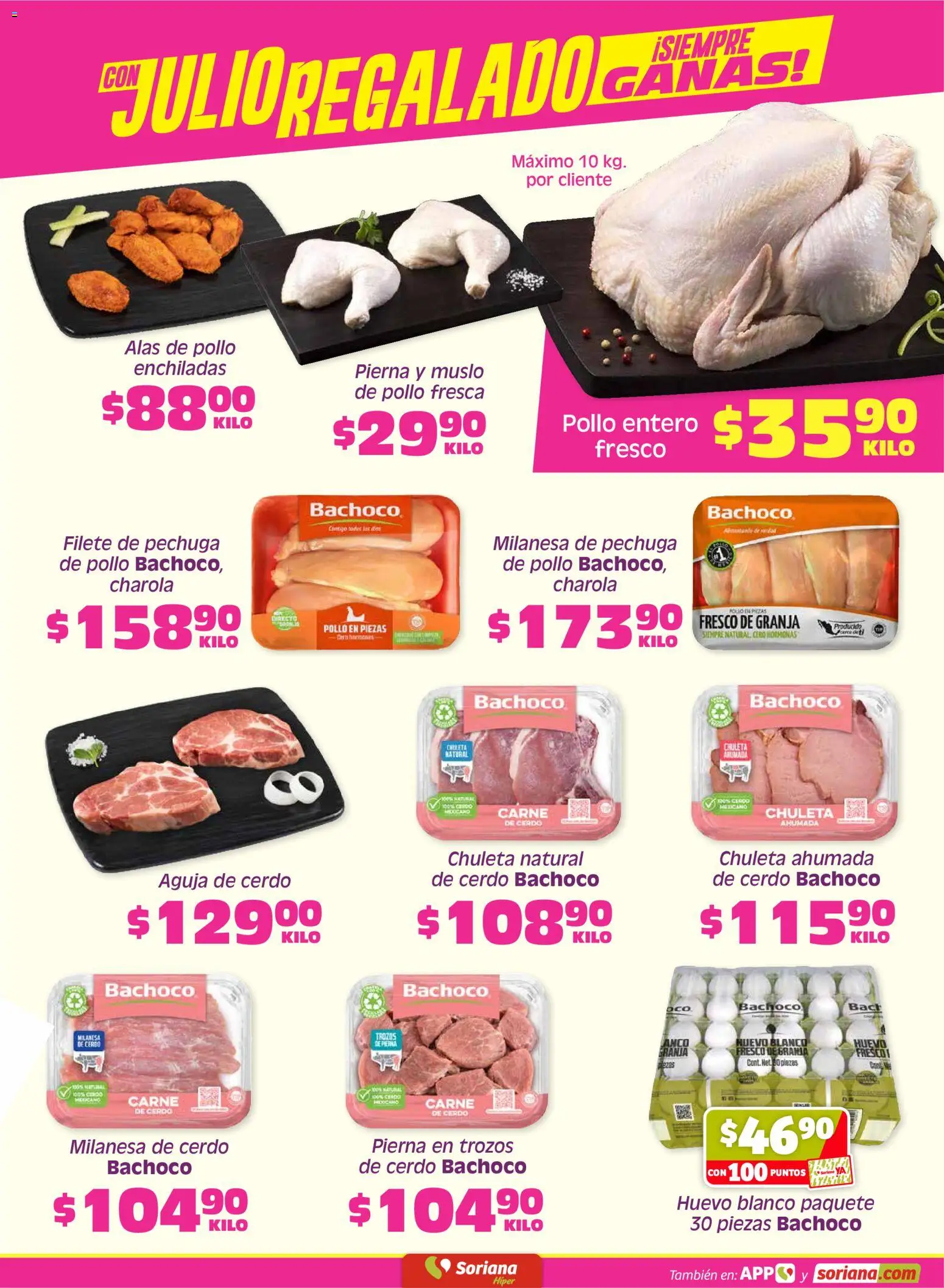 Nuevas ofertas de Soriana válidas en toda la República Mexicana desde el 29.05.2026. ¡Encuentra las mejores ofertas en Soriana Fin de Semana Híper: Juárez! | Página: 3 | Productos: Pollo, Milanesa, Huevo, Cerdo