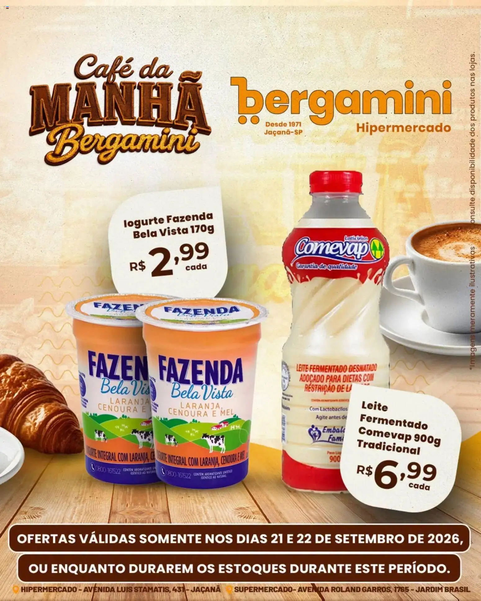 Supermercado Bergamini Folheto - válido de 21/09/2026 | Página: 11 | Produtos: Leite, Mel, Cenoura, Leite fermentado