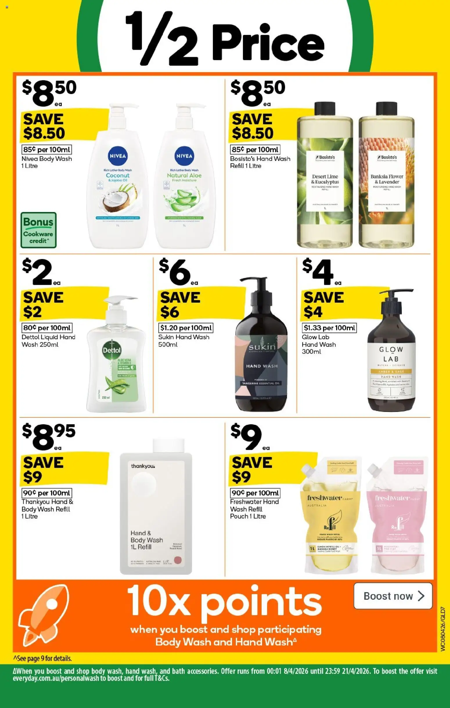 Woolworths catalogue - valid from 08.04.2026 | Page: 7 | Products: Bath, Cookware, Tangerine, Hand wash