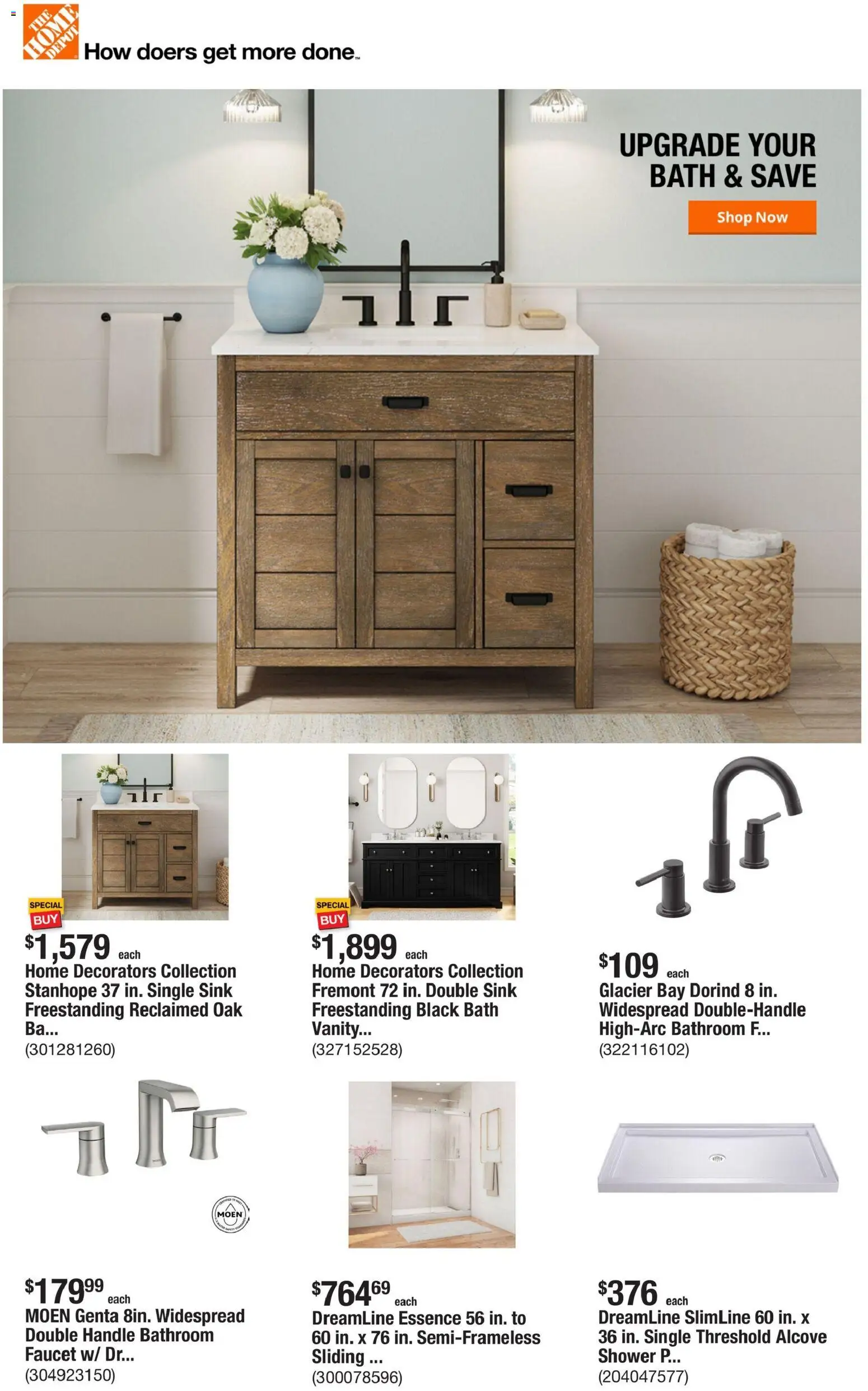 Home Depot Weekly Ad - valid from 07/09/2026 | Page: 1 | Products: Bath, Shower