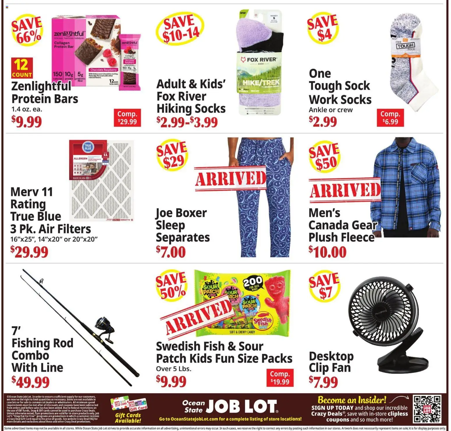 Ocean State Job Lot Coming Attractions - MA - valid from 09/10/2026 | Page: 6 | Products: Chocolate, Fish, Protein bar, Socks