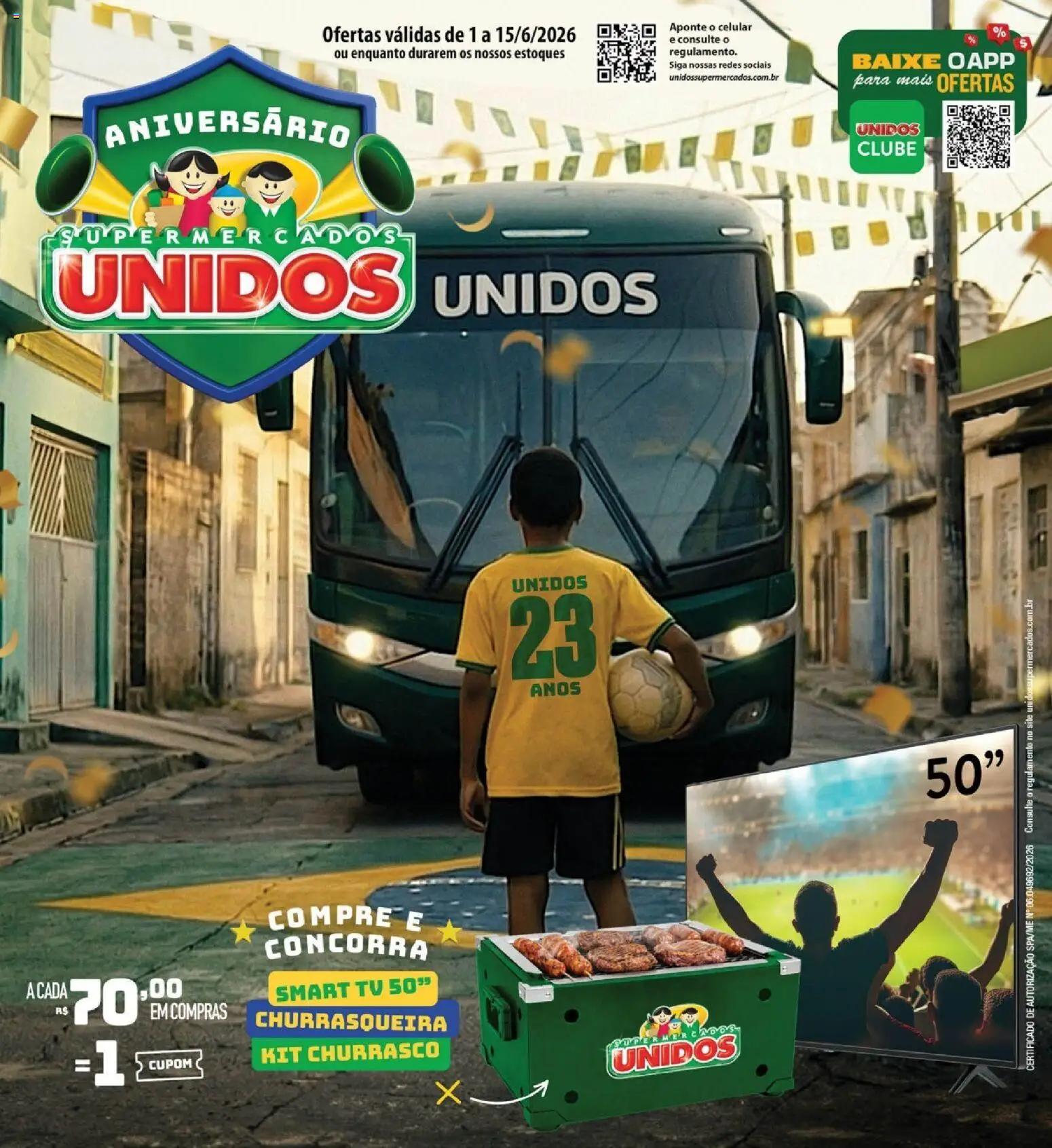 Supermercados Unidos Folheto - válido de 01.06.2026 | Página: 1 | Produtos: Celular, smart TV, Tv, Churrasqueira