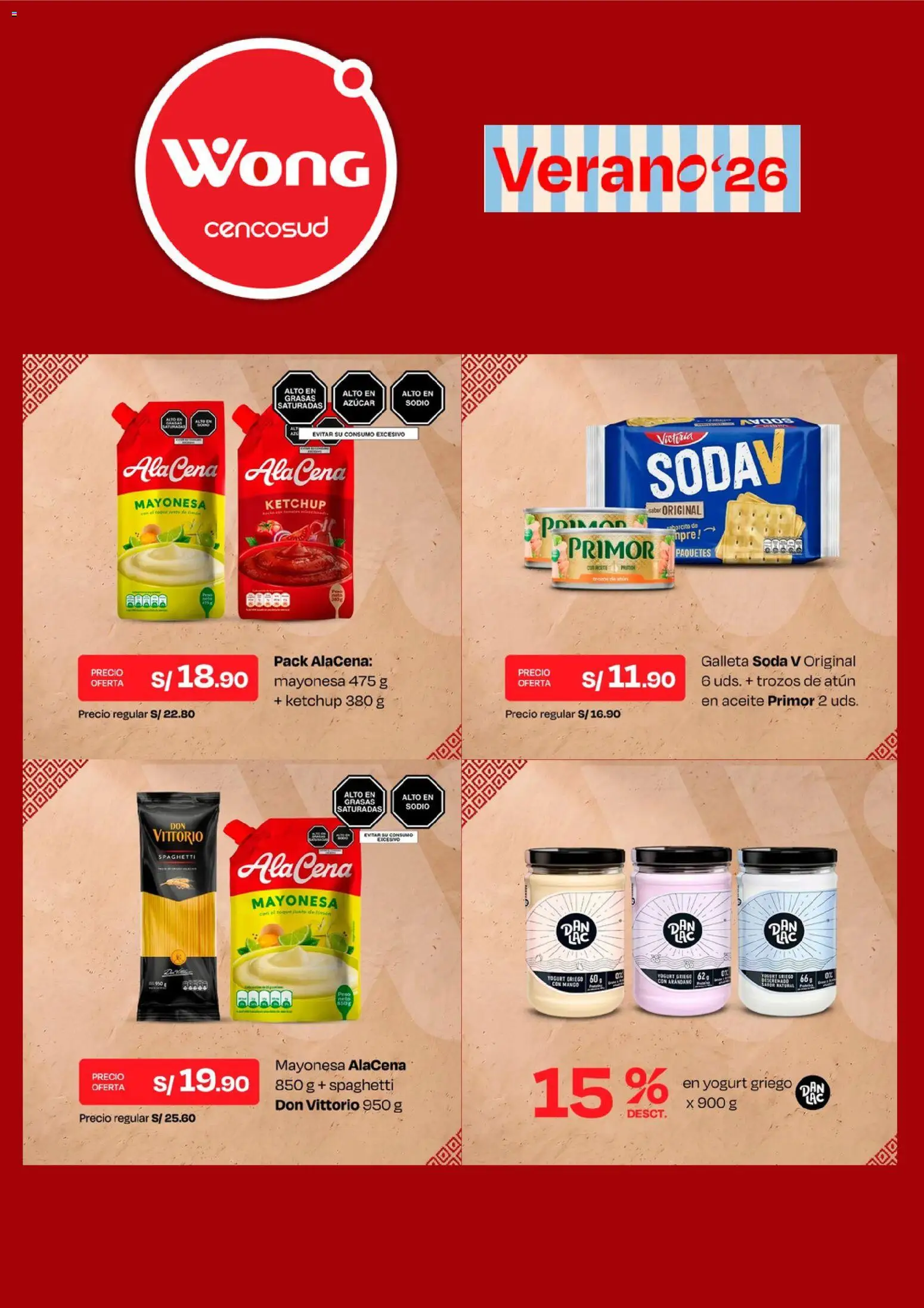 Catálogo Wong válido desde 27/07/2026 | Página: 2 | Productos: Yogurt, Aceite