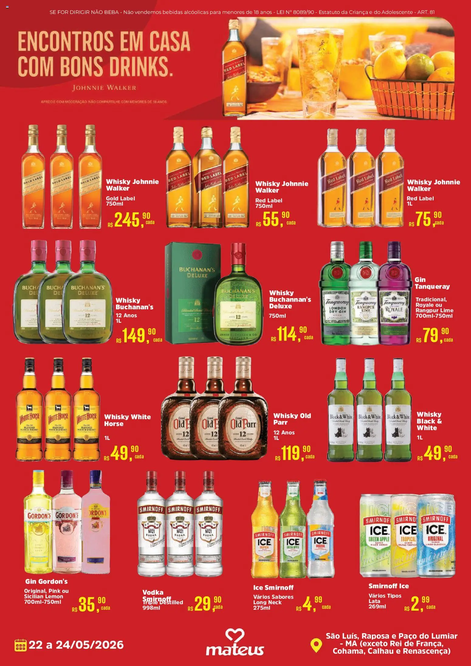 Mateus Folheto - válido de 22.05.2026 | Página: 3 | Produtos: Whisky, Gin, Vodka