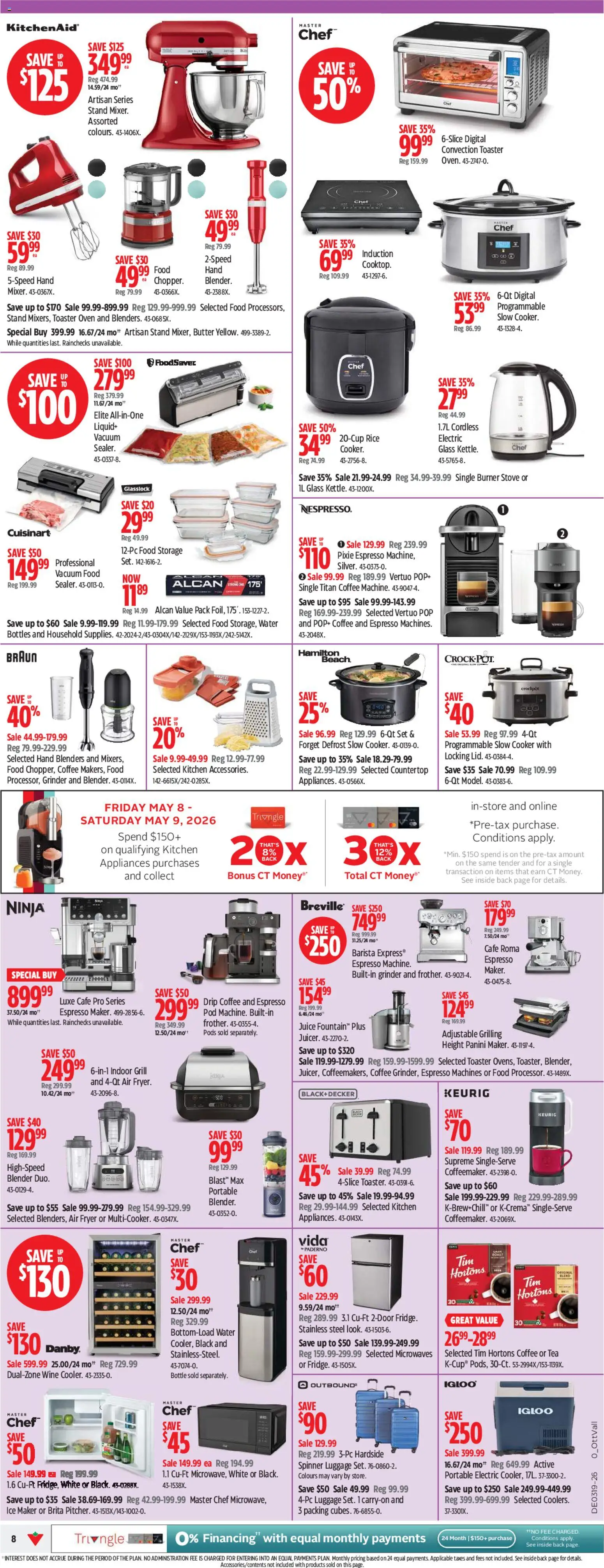Canadian Tire flyer valid from 07.05.2026 | Page: 8 | Products: Rice, Oven, Butter, Wine