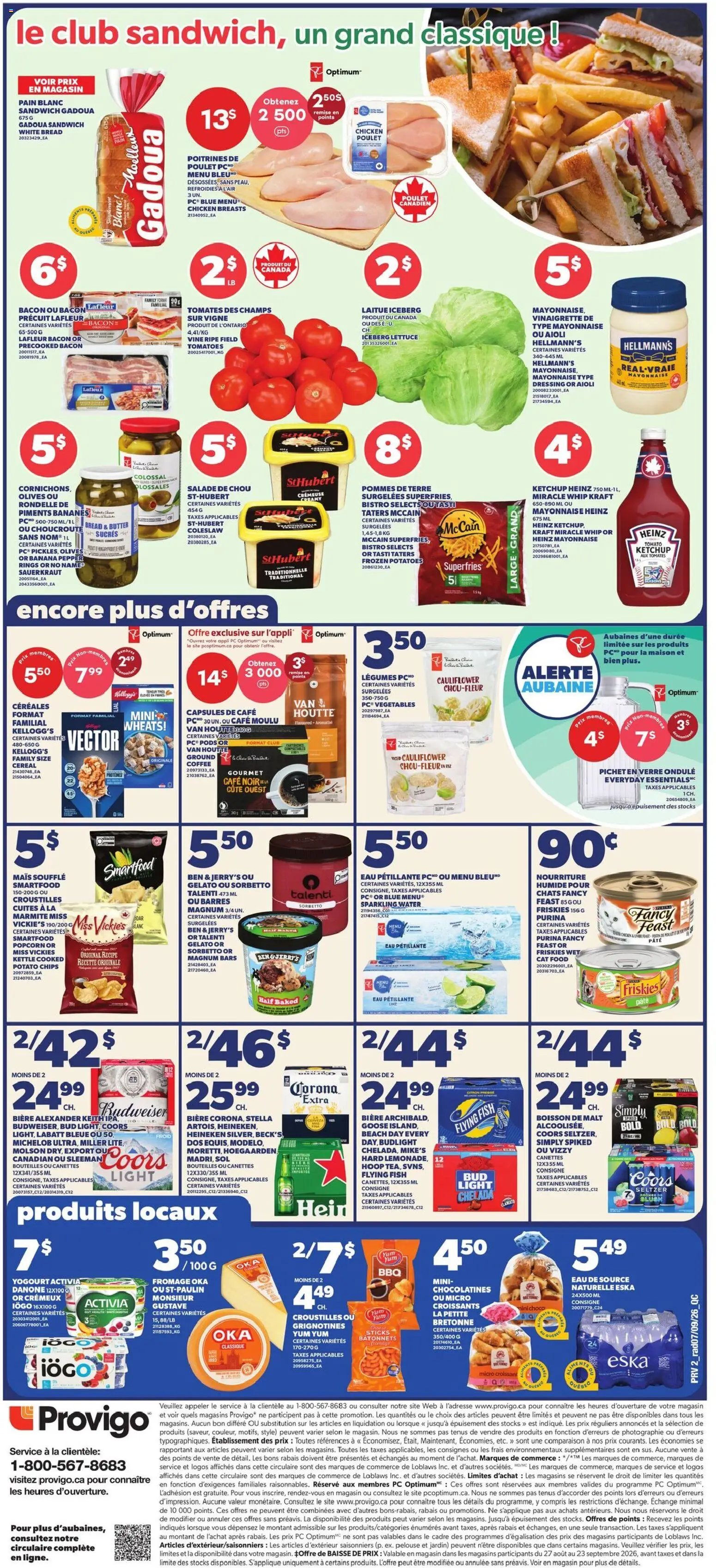 Provigo flyer valid from Sep 10, 2026 | Page: 3 | Products: Iceberg lettuce, Fish, Mayonnaise, Coffee
