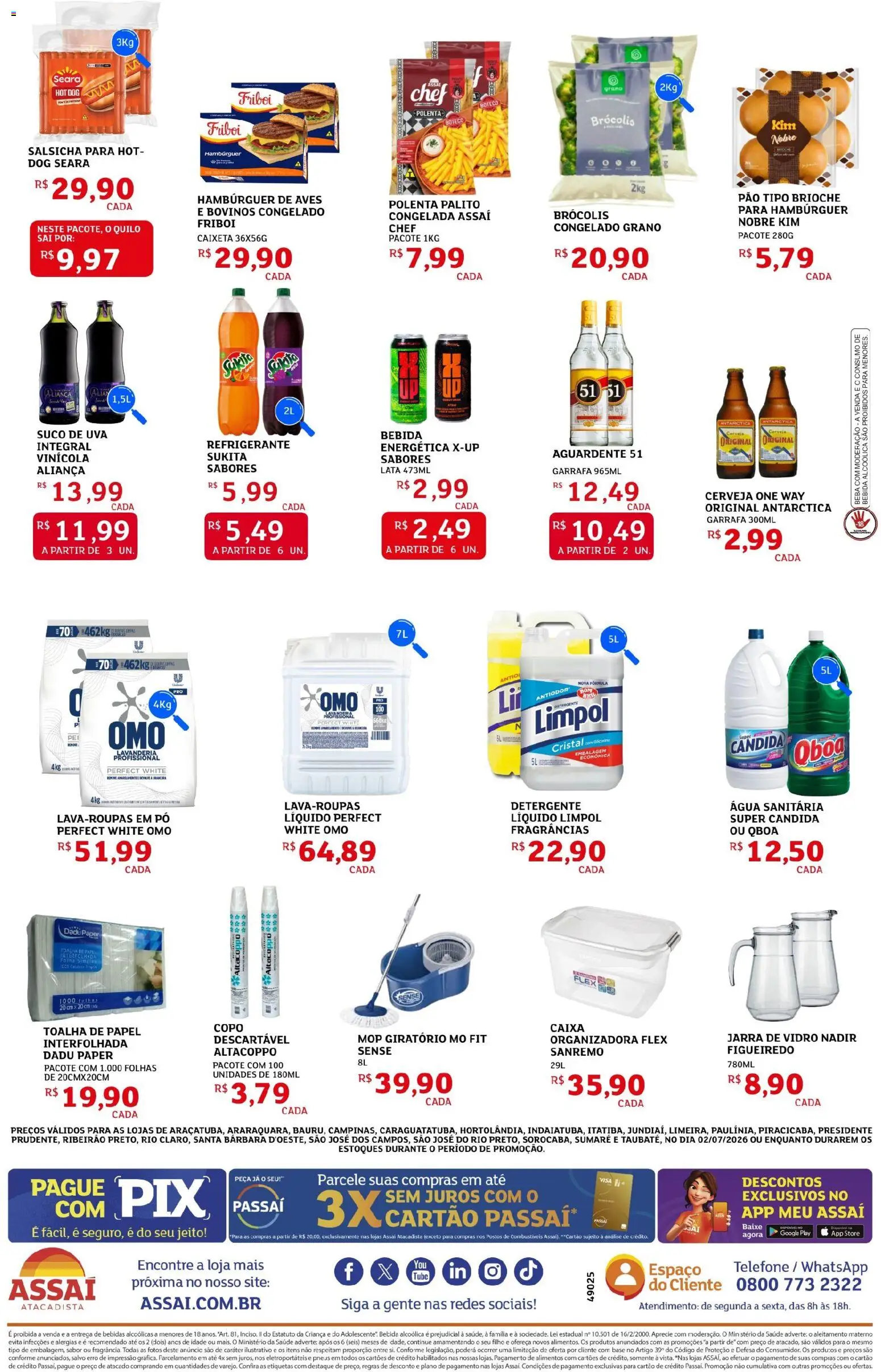 Assaí Atacadista Folheto - válido de 02/07/2026 | Página: 2 | Produtos: Mop, Pão, Base, Brócolis