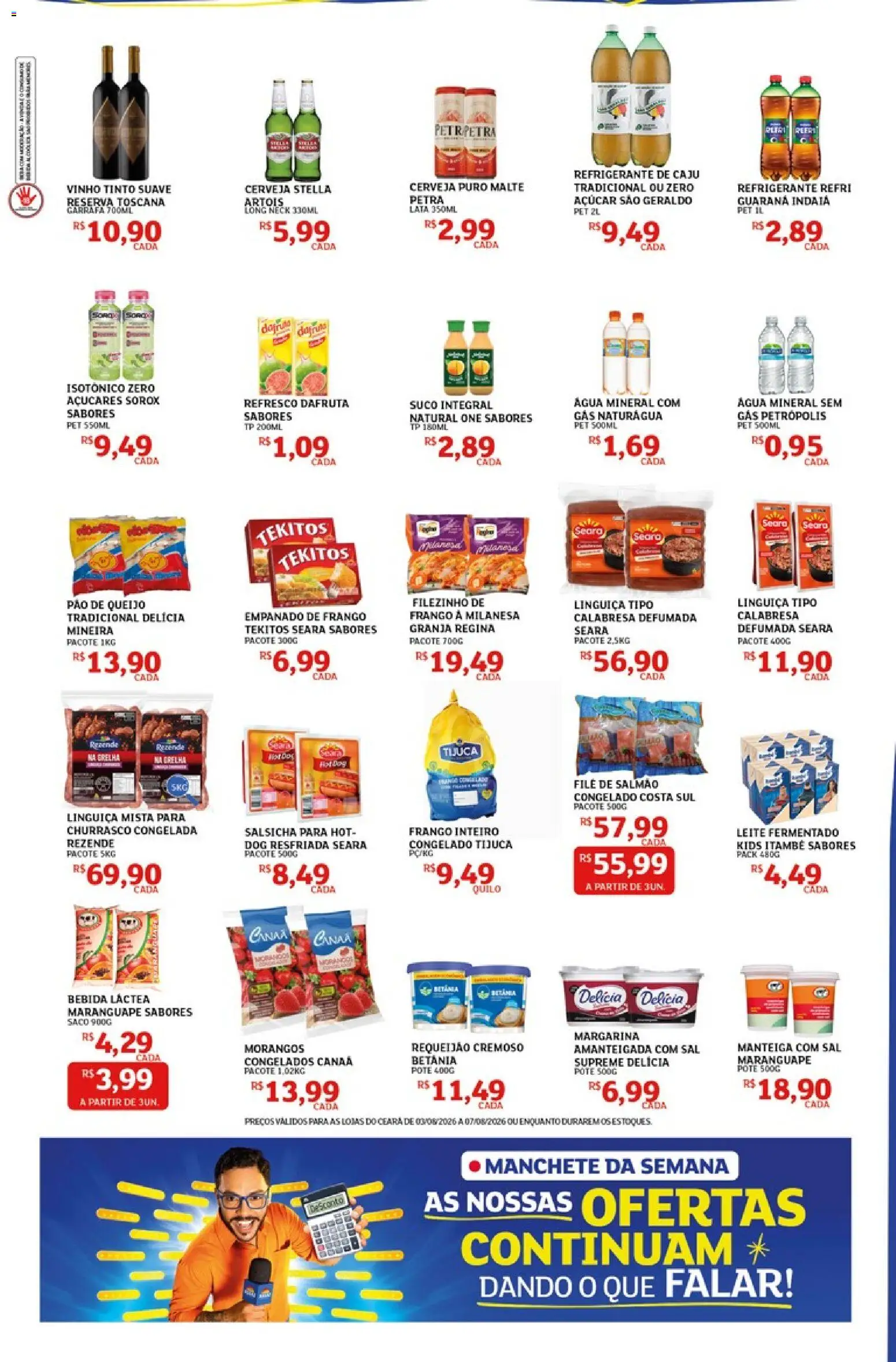 Assaí Atacadista Folheto - válido de 03/08/2026 | Página: 3 | Produtos: Guaraná, Linguiça, Pão, Bebida