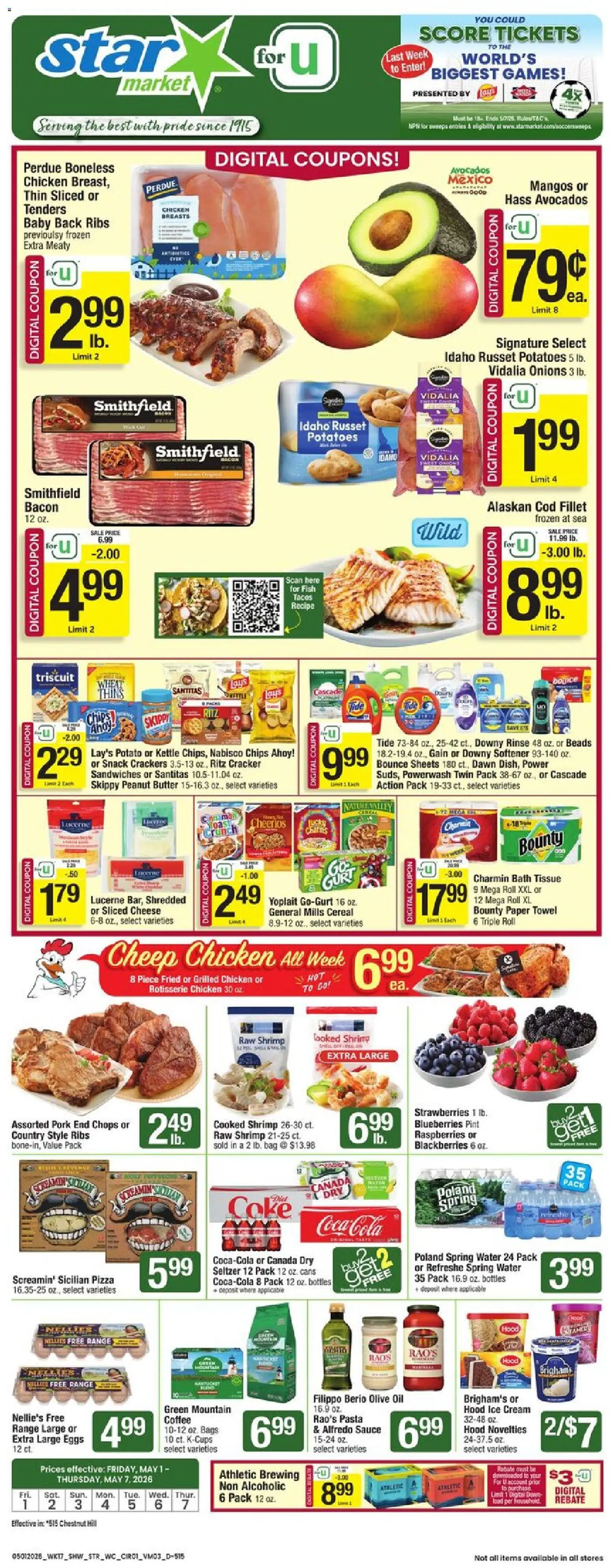 Star Market Weekly Ad - MA - valid from 01.05.2026 | Page: 1 | Products: Chips, Cream, Sauce, Blueberries