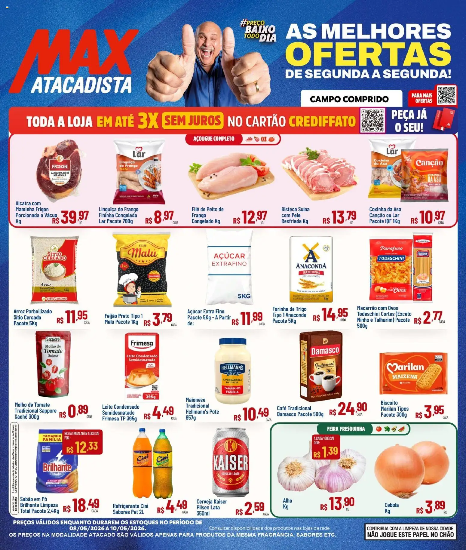 Max Atacadista Folheto - válido de 08.05.2026 | Página: 1 | Produtos: Talharim, Cebola, Pó, Refrigerante