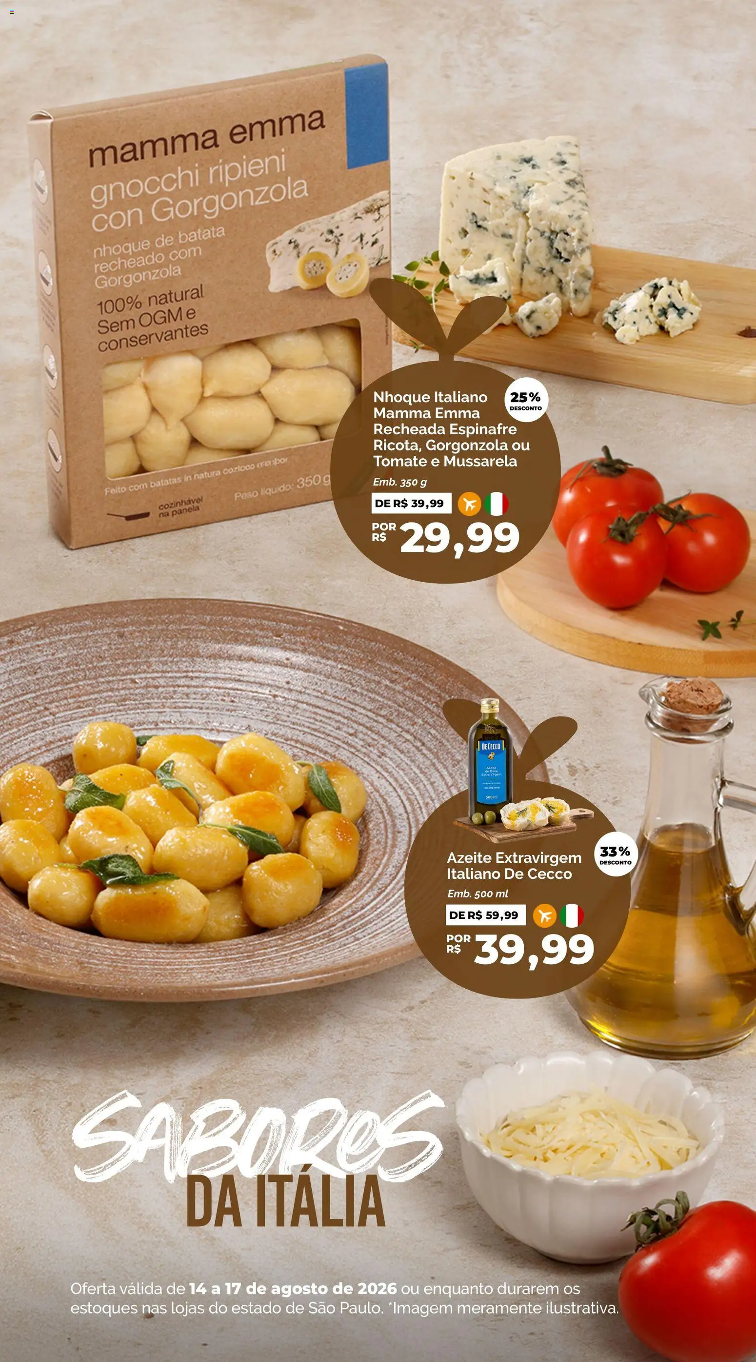 Oba Hortifruti Folheto - válido de 14/08/2026 | Página: 2 | Produtos: Tomate, Panela, Nhoque, Azeite