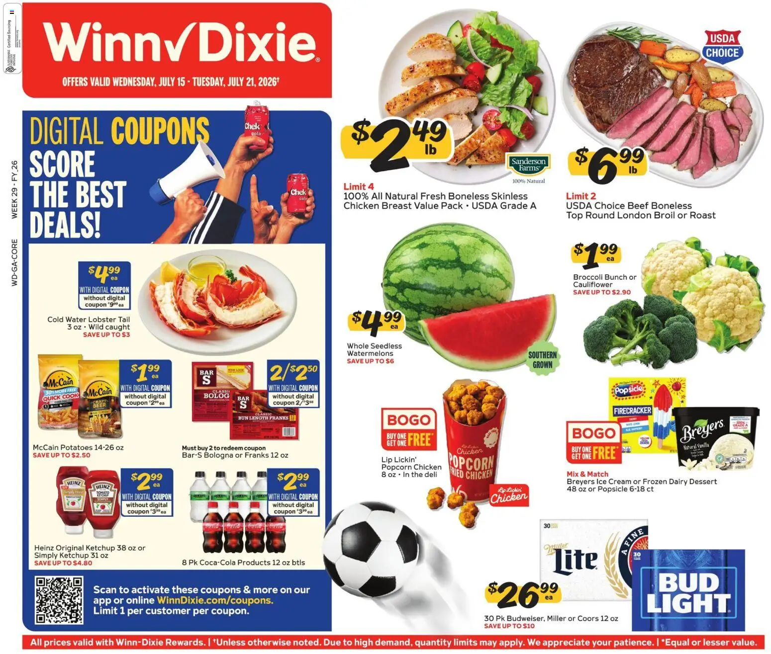 Winn Dixie Weekly Ad - valid from 07/15/2026 | Page: 1 | Products: Broccoli, Ketchup, Cream, Potatoes