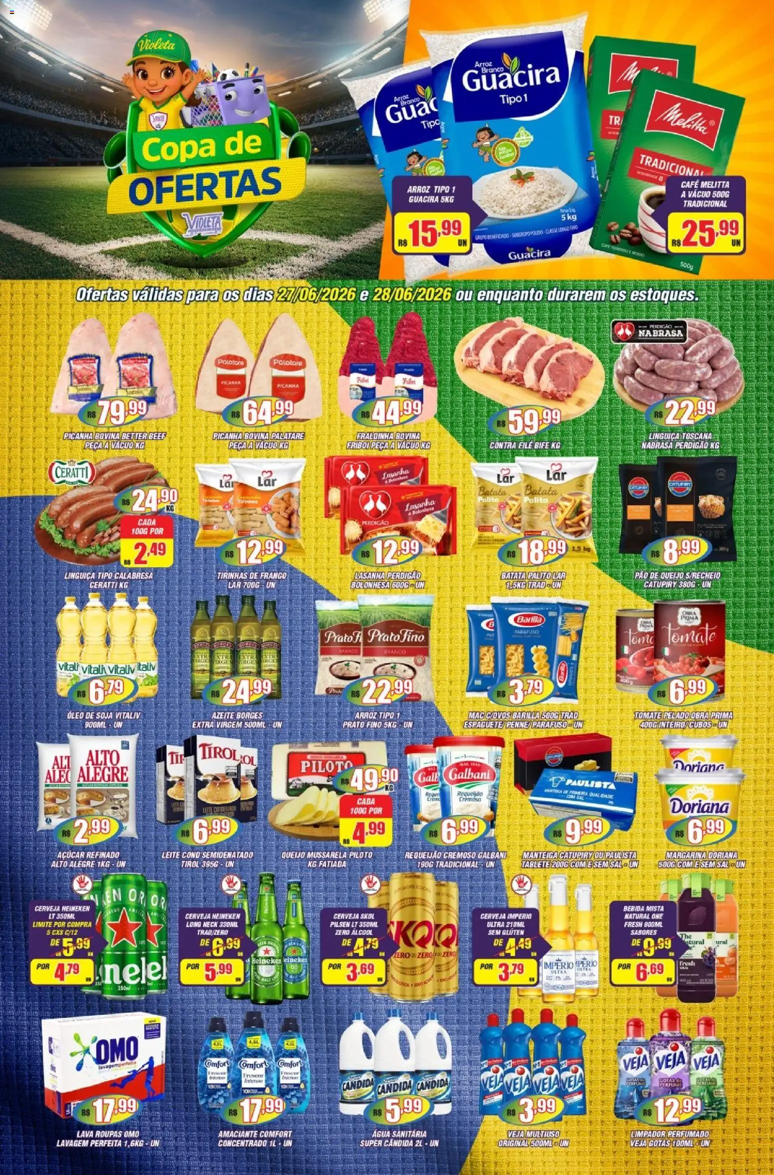 Violeta Supermercados Folheto - válido de 27/06/2026 | Página: 1 | Produtos: Doriana, Leite, Amaciante, Margarina