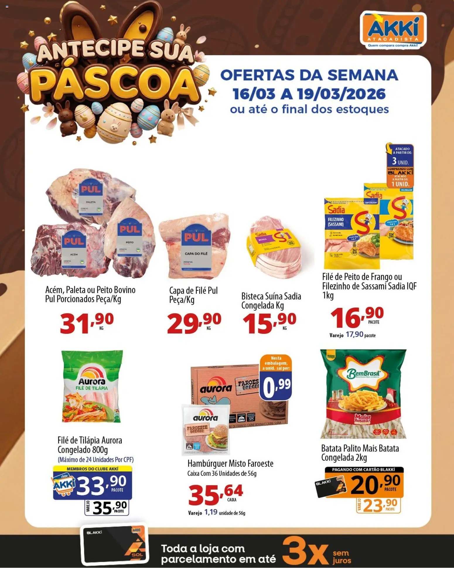 Akki Atacadista Folheto - válido de 16.03.2026 | Página: 2 | Produtos: Acém, Tilápia, Frango, Filé de tilápia