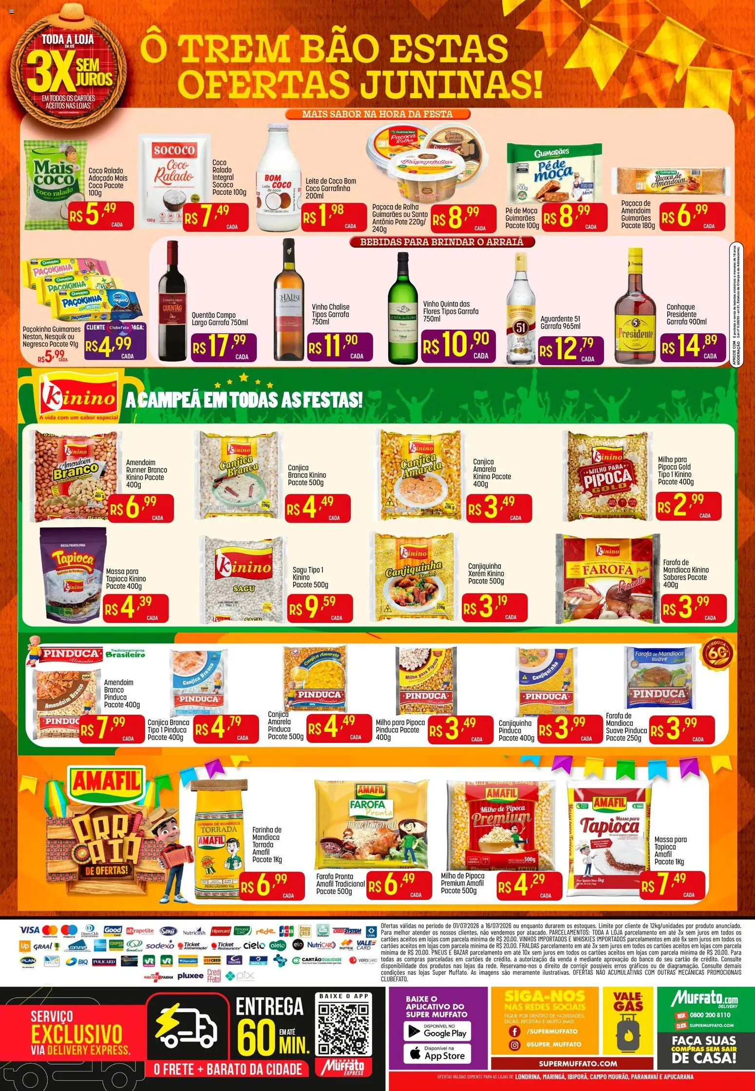 Super Muffato Folheto - válido de 01/07/2026 | Página: 2 | Produtos: Amendoim, Mandioca, Massa, Paçoca