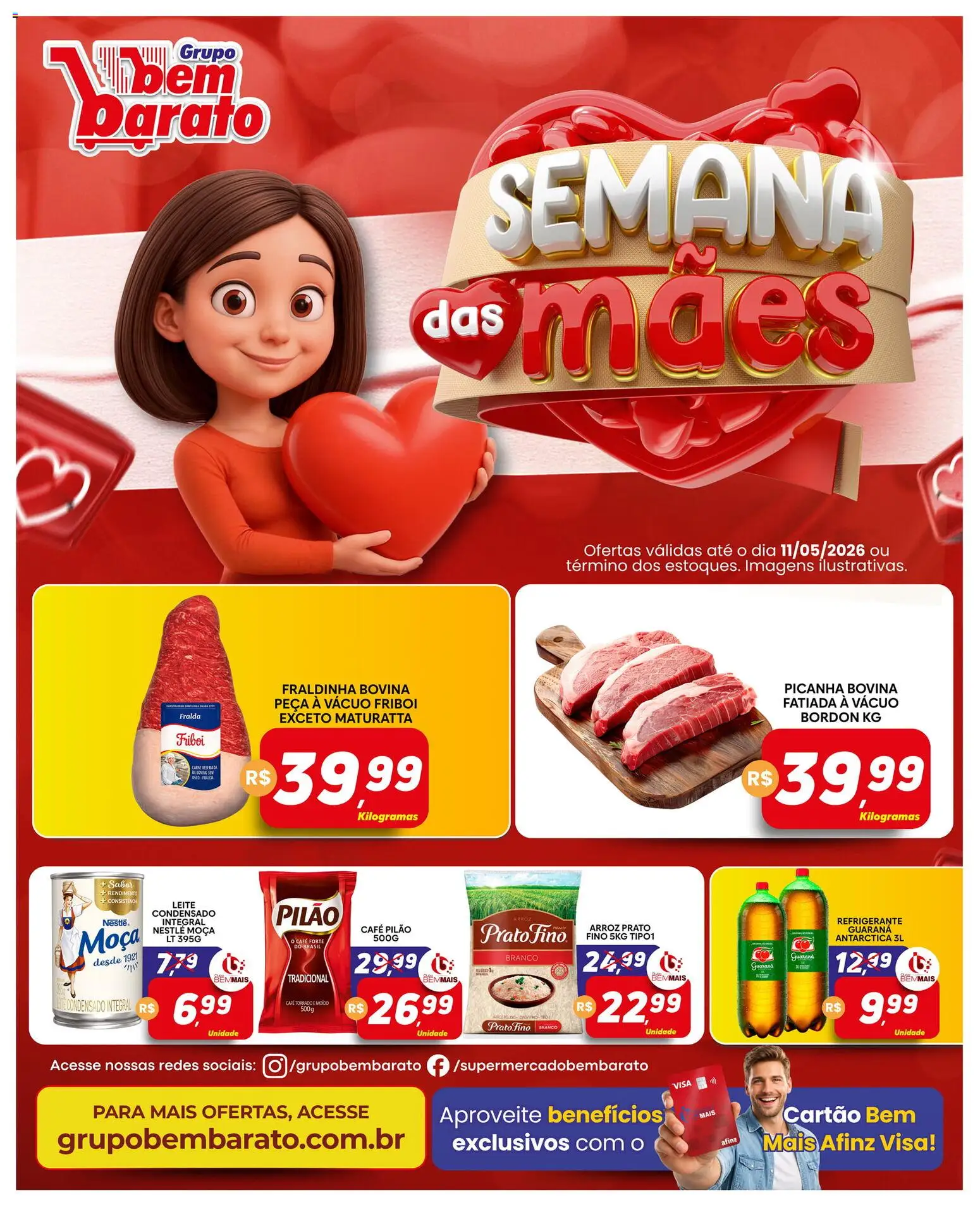 Supermercado Bem Barato Folheto - válido de 05.05.2026 | Página: 1 | Produtos: Guaraná, Fraldinha, Picanha, Café