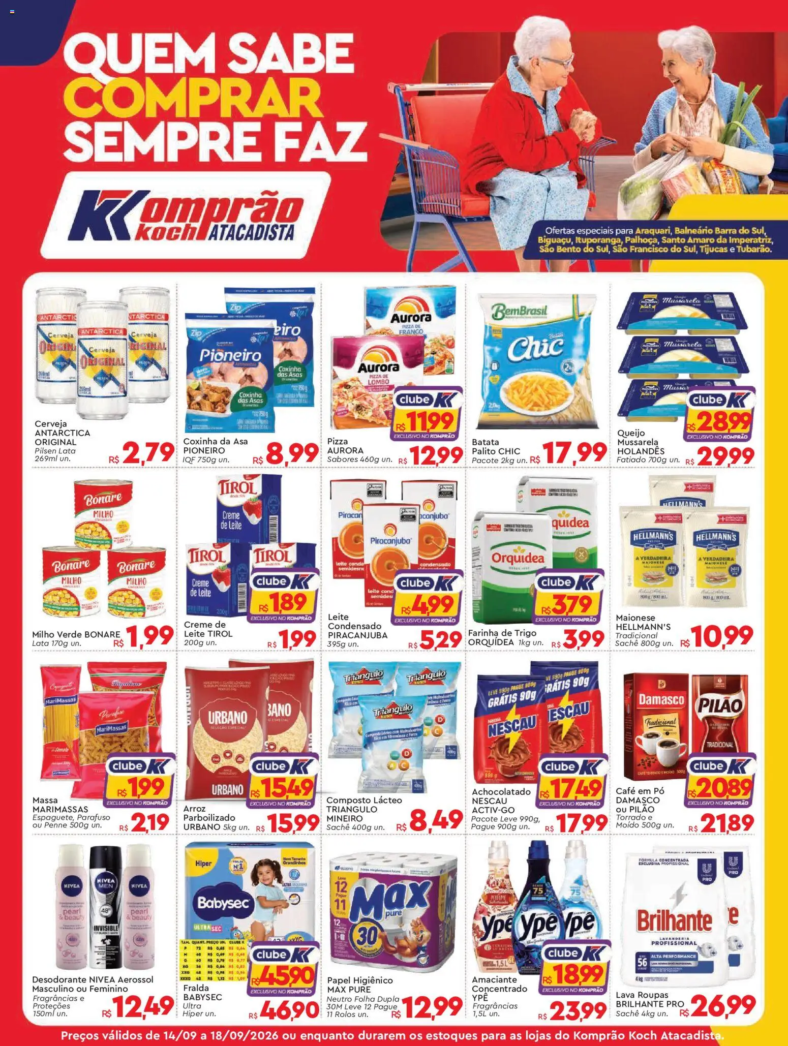 Komprao Atacadista Folheto - válido de 14/09/2026 | Página: 1 | Produtos: Damasco, Farinha, Achocolatado, Roupas
