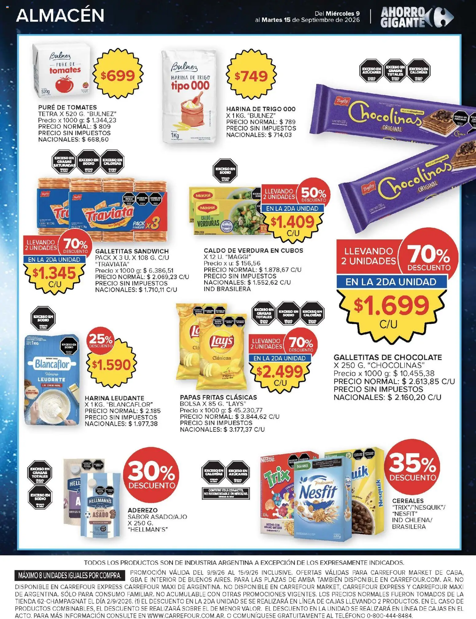 Carrefour - Ofertas │ válido desde el 09/09/2026 | Página: 40 | Productos: Galletitas, Aderezo, Verduras, Cereales
