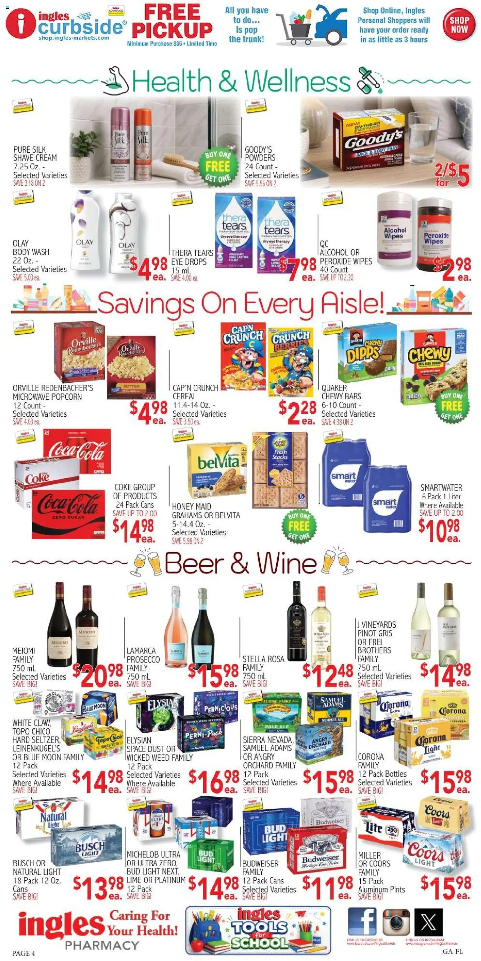 Ingles Weekly Ad - valid from 07/22/2026 | Page: 4 | Products: Butter, Microwave, Beer, Cream