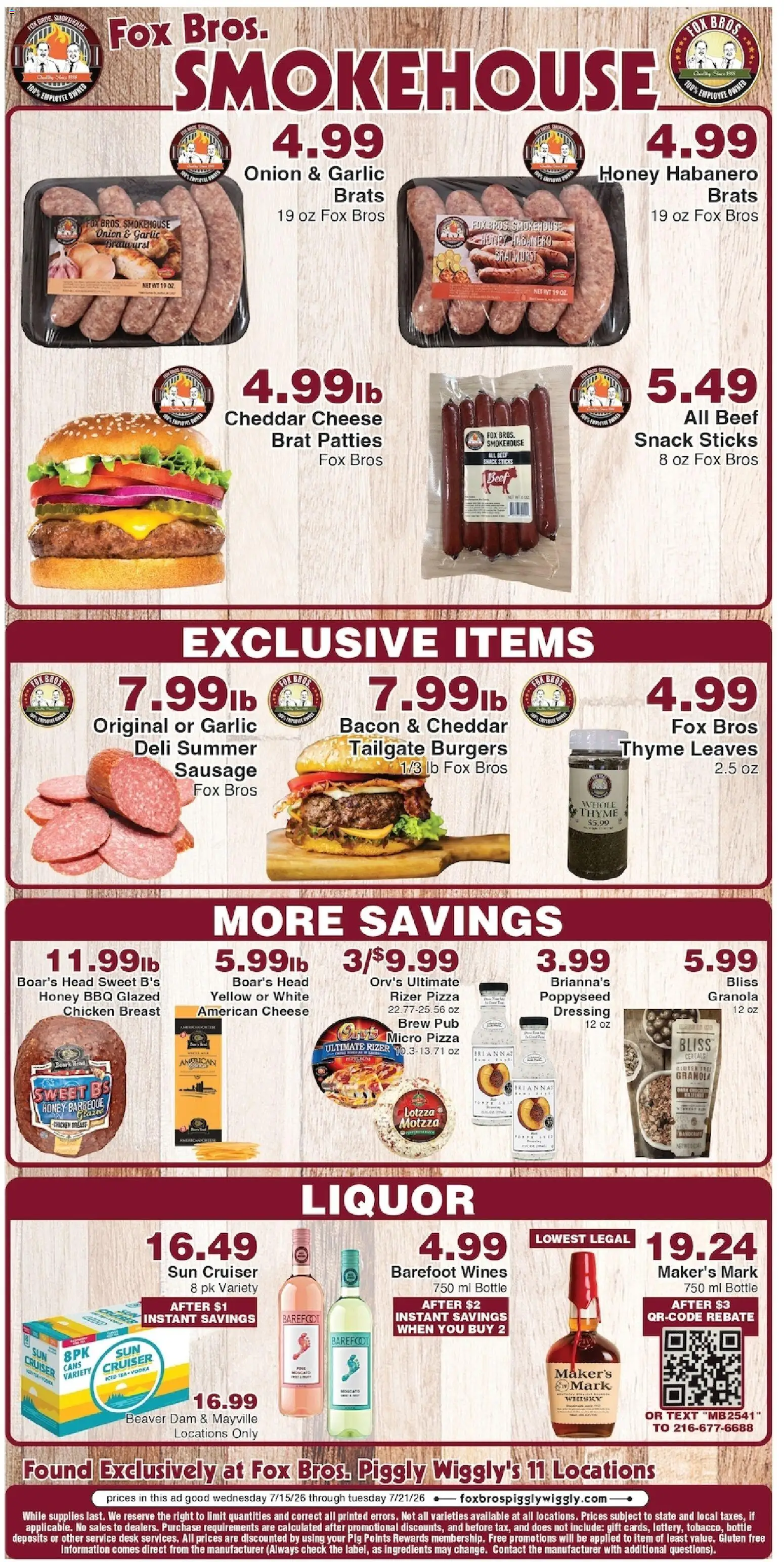 Piggly Wiggly Weekly Ad - valid from 07/15/2026 | Page: 2 | Products: Pizza, Tea, Beef, Cereals