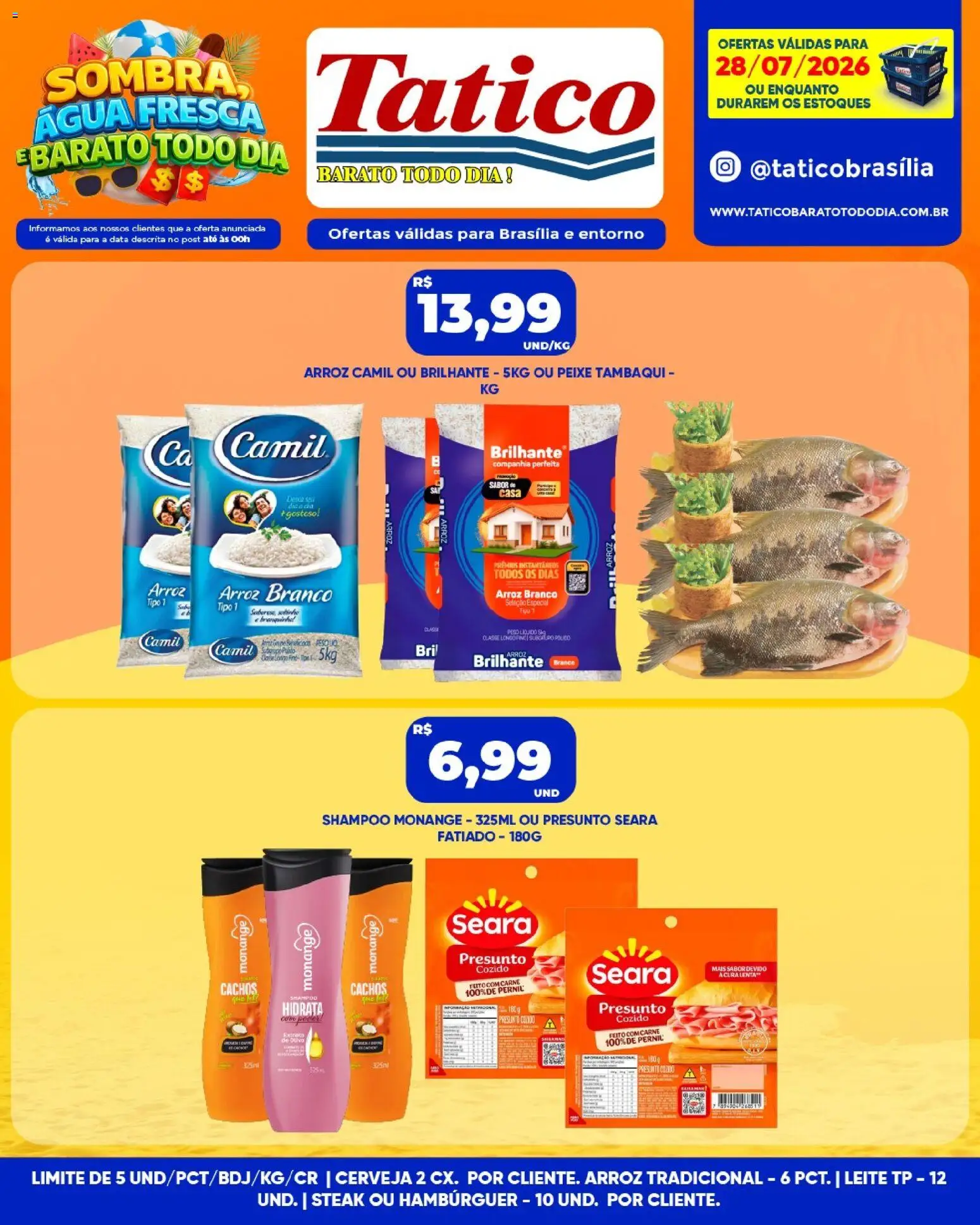 Tatico Folheto - válido de 28/07/2026 | Página: 8 | Produtos: Pernil, Peixe, Carne, Hambúrguer