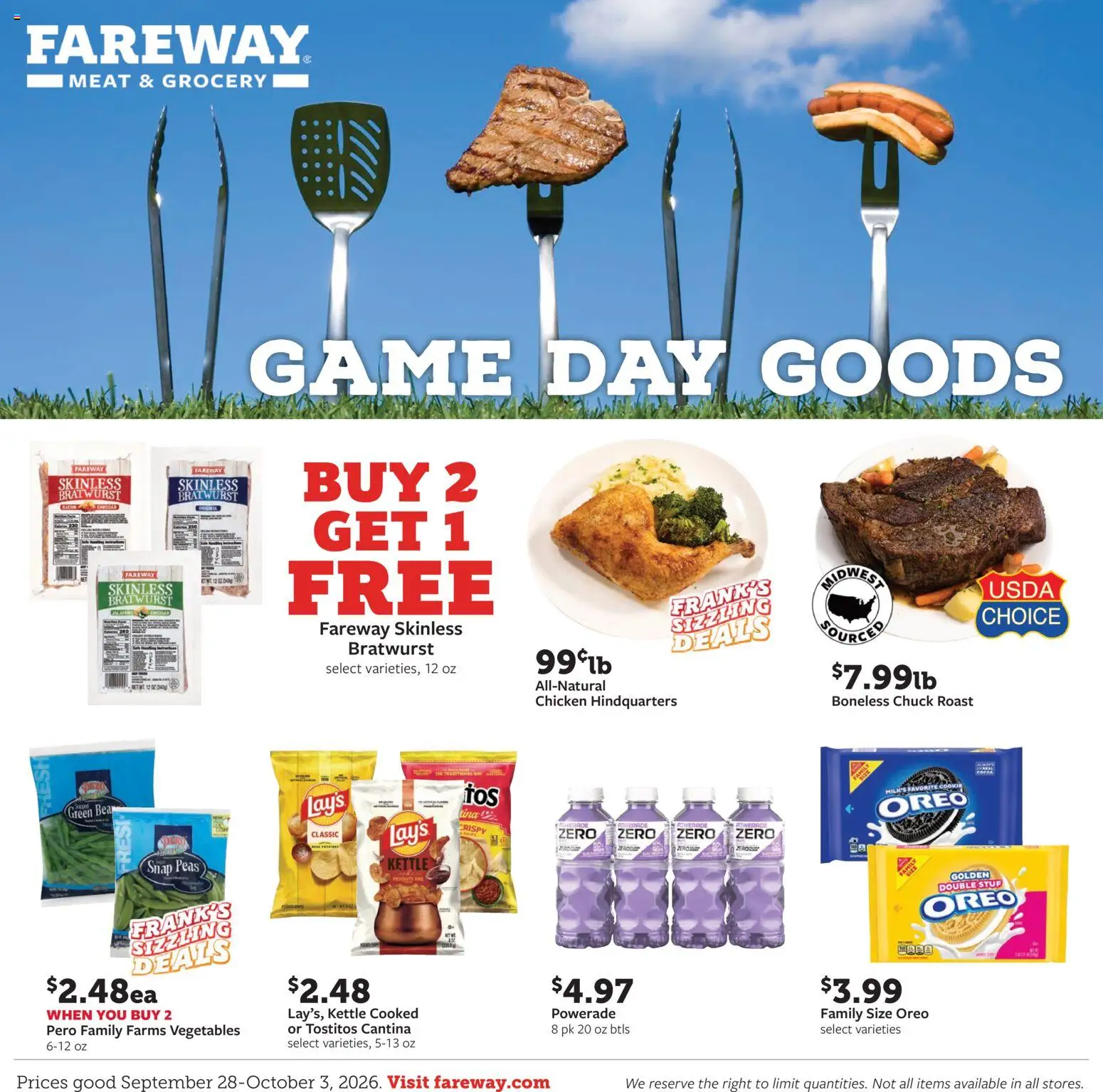 Fareway Weekly Ad - valid from 09/28/2026 | Page: 1 | Products: Meat, Chicken, Game, Kettle