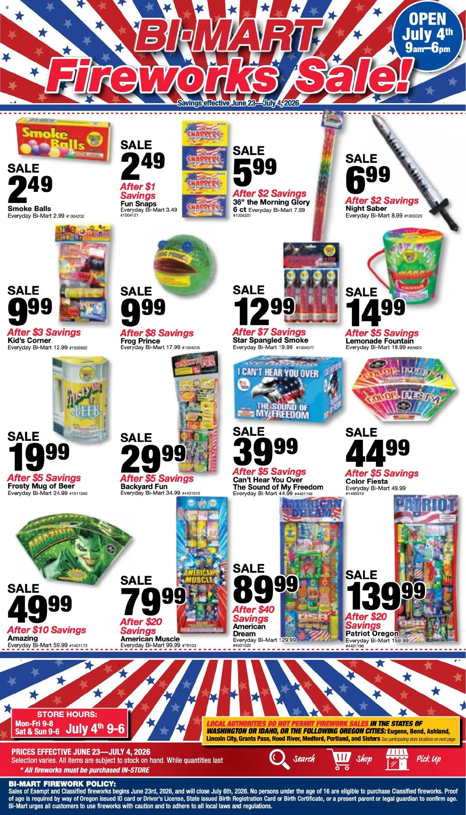 Bi-Mart Fireworks Sale - valid from 06/23/2026 | Page: 1 | Products: Beer
