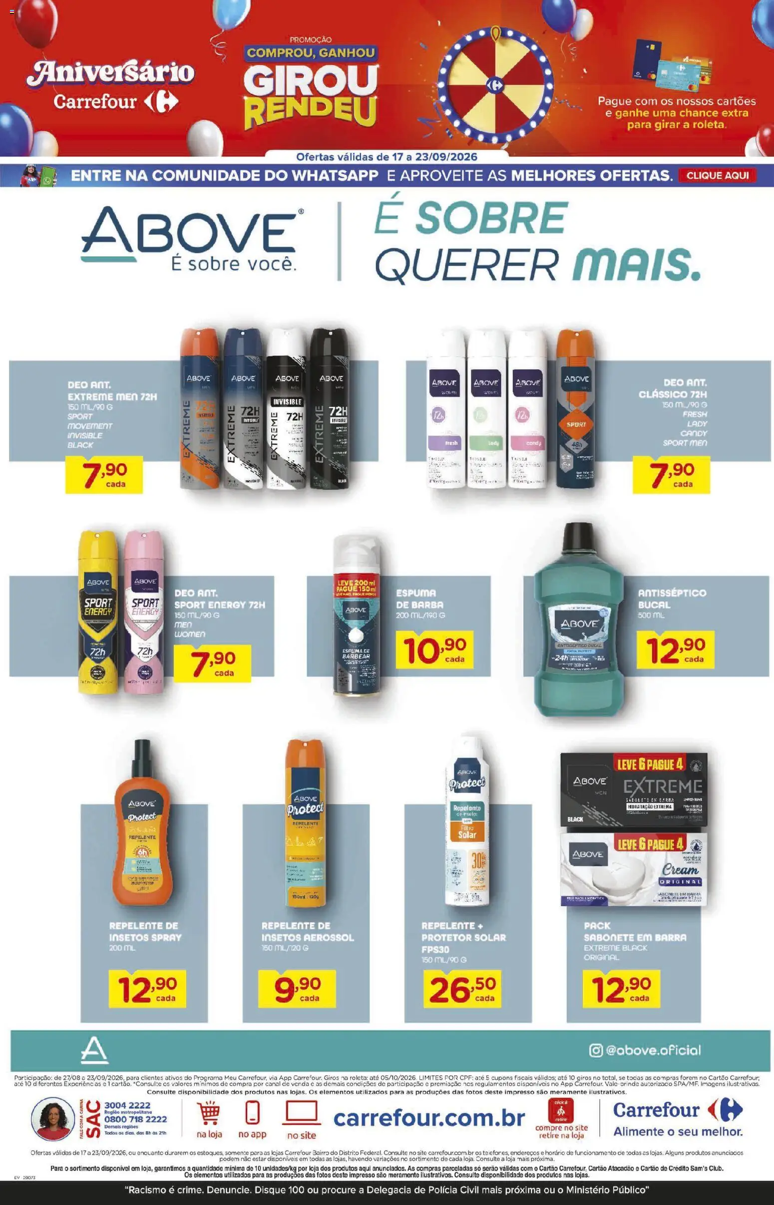 Carrefour Bairro Folheto - válido de 17/09/2026 | Página: 6 | Produtos: Espuma de barbear, Protetor solar, Sabonete, Repelente