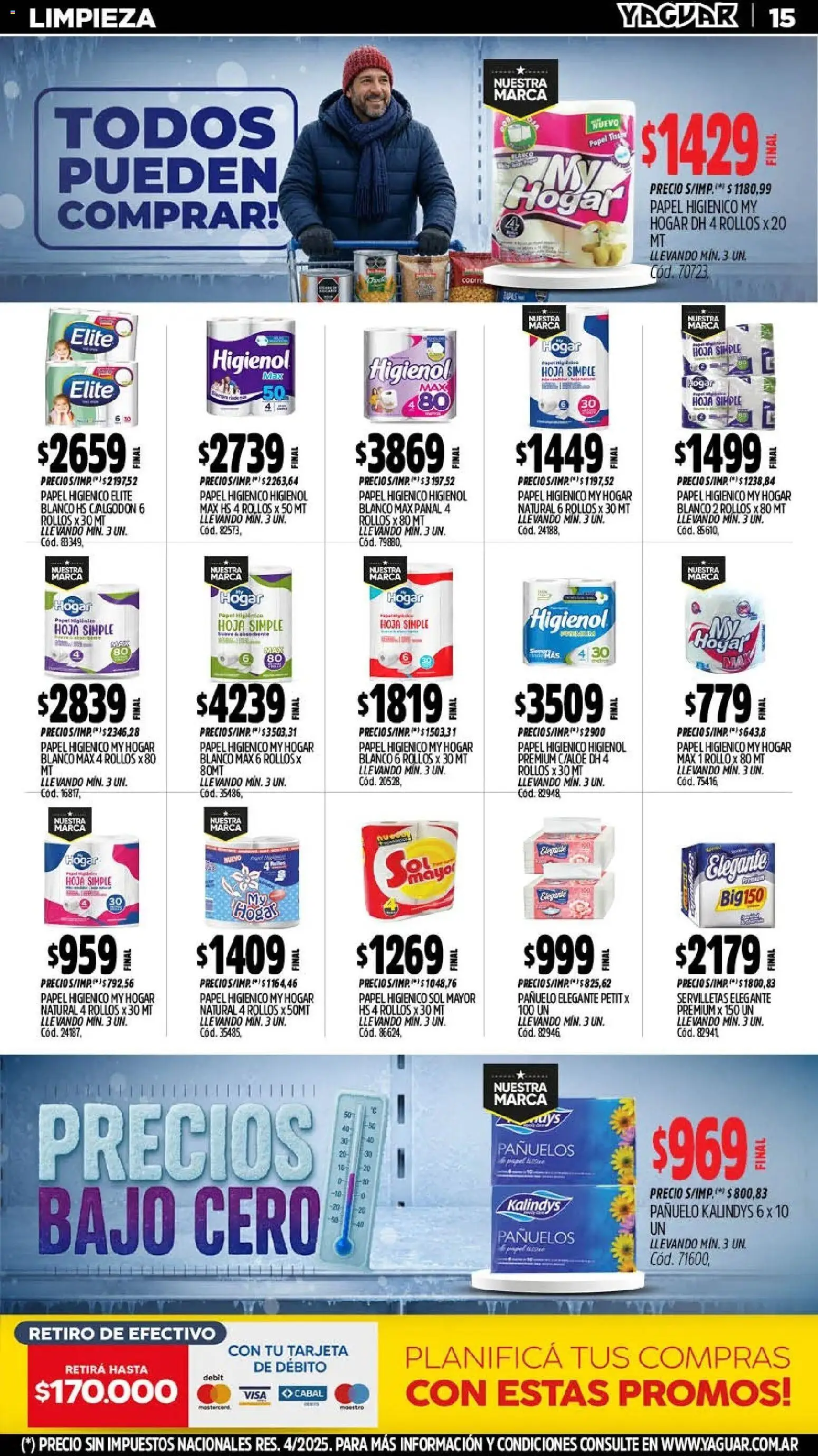Yaguar - Oferta Semanal Neuquen │ válido desde el 20/07/2026 | Página: 15 | Productos: Papel higiénico, Pañuelo, Servilletas