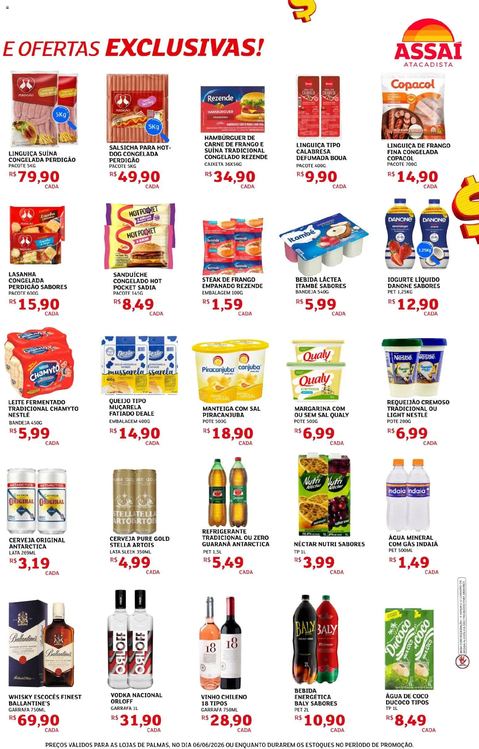 Assaí Atacadista Folheto - válido de 06.06.2026 | Página: 3 | Produtos: Água de coco, Vinho, Muçarela, Bebida