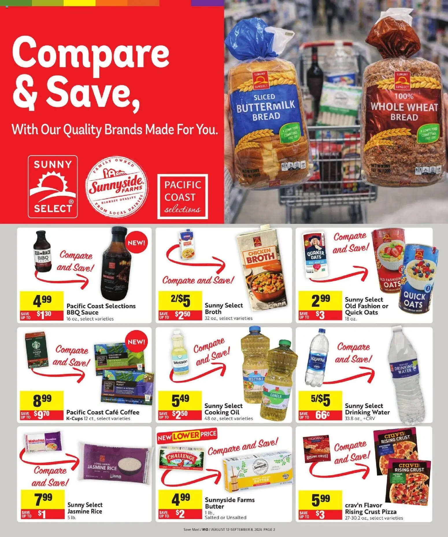 Save Mart Online Savings Guide - valid from 08/12/2026 | Page: 2 | Products: Butter, Oil, Bread, Sauce