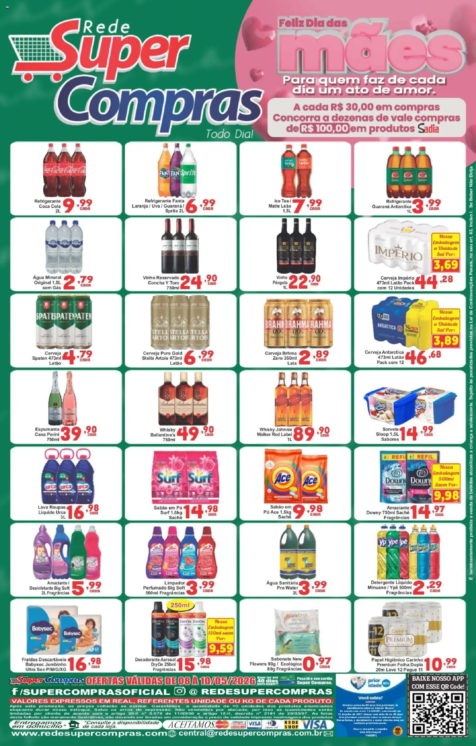 Rede Super Compras Folheto - válido de 08.05.2026 | Página: 2 | Produtos: Espumante, Sorvete, Papel higiênico, Amaciante
