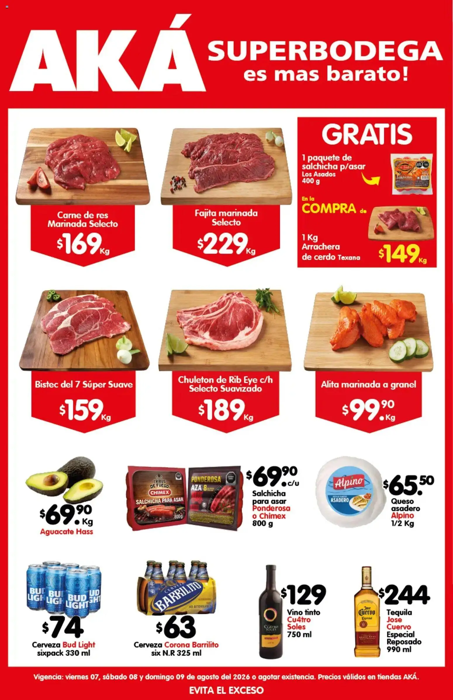 Nuevas ofertas de Arteli válidas en toda la República Mexicana desde el 07/08/2026. ¡Encuentra las mejores ofertas en Arteli folleto Carnita Asada Aká Superbodegas! | Página: 1 | Productos: Vino tinto, Cerveza, Cerdo, Vino