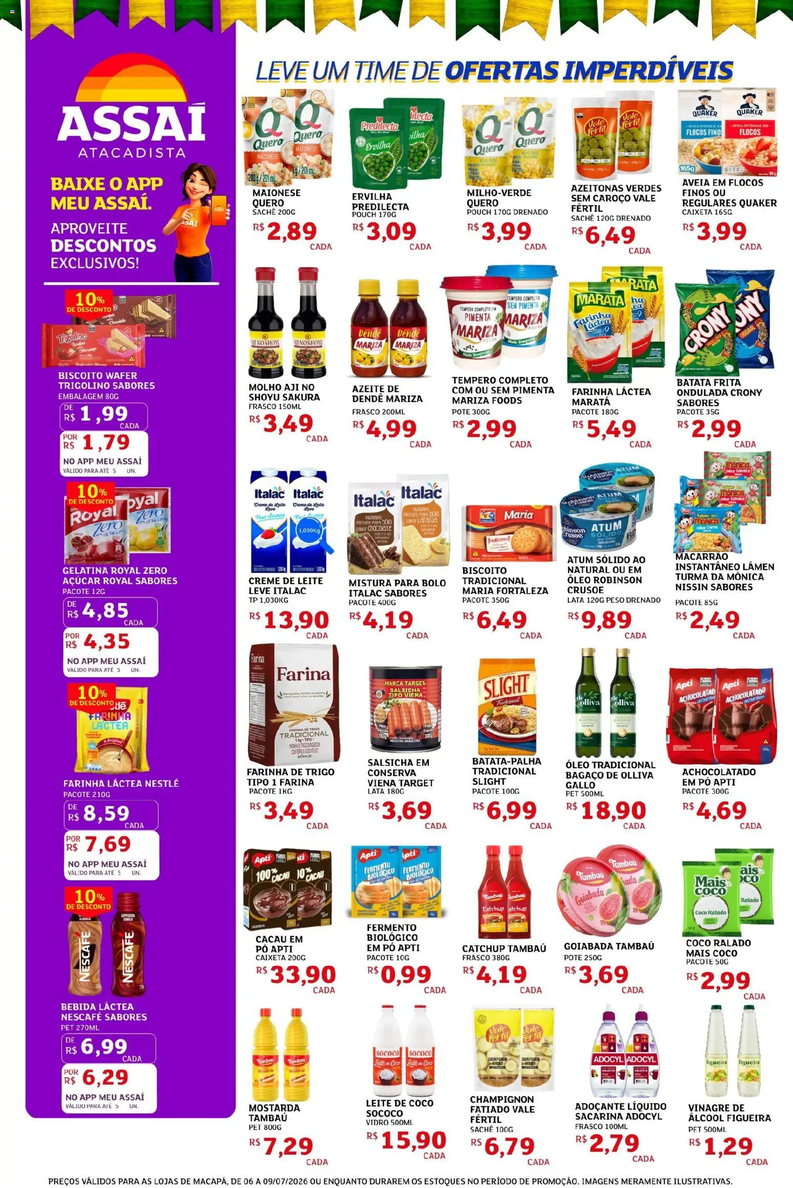 Assaí Atacadista Folheto - válido de 06/07/2026 | Página: 2 | Produtos: Coco, Pó, Chocolate, Aveia