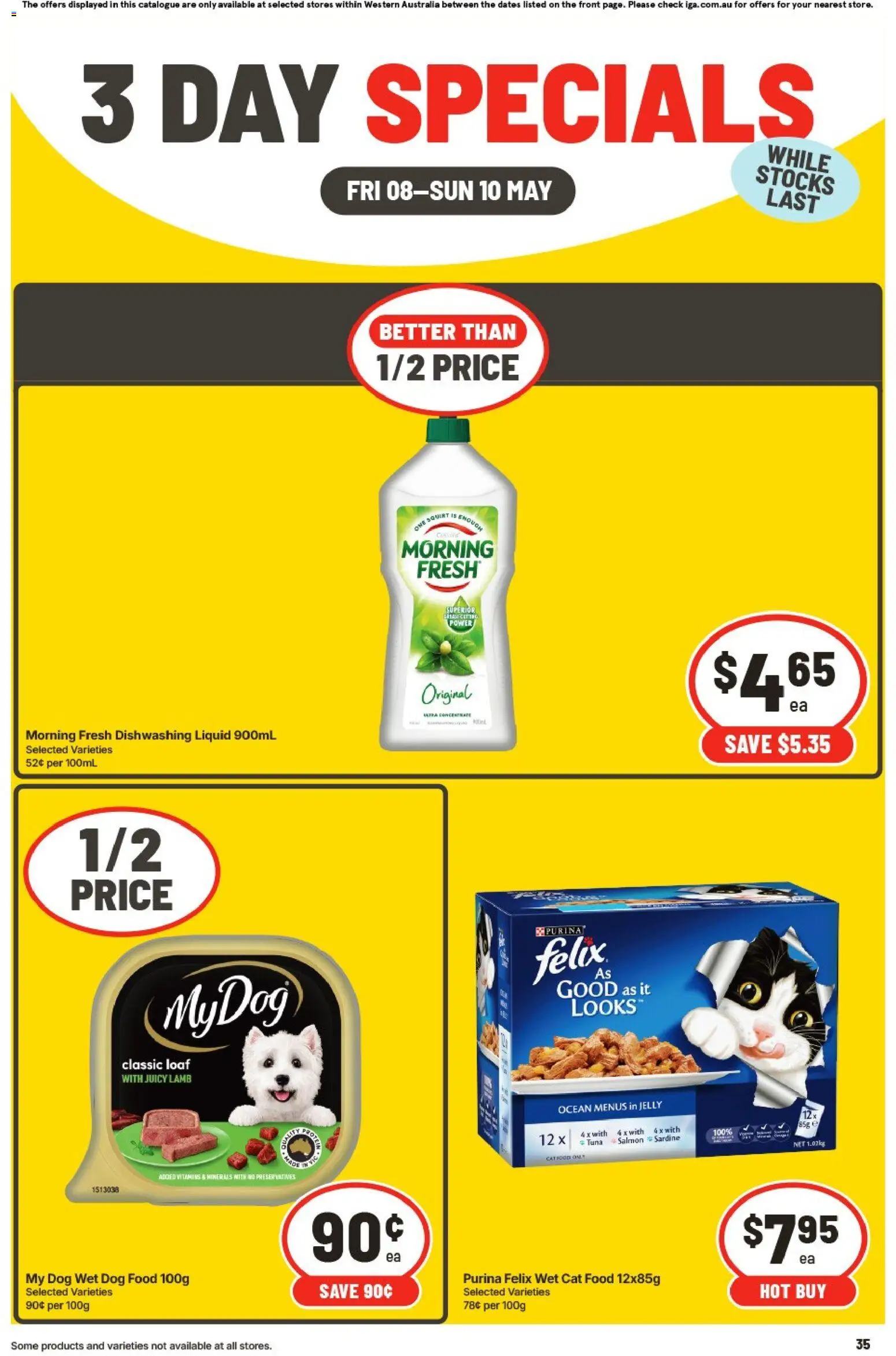 IGA catalogue - valid from 08.05.2026 | Page: 3 | Products: Lamb, Dog food, Salmon, Tuna