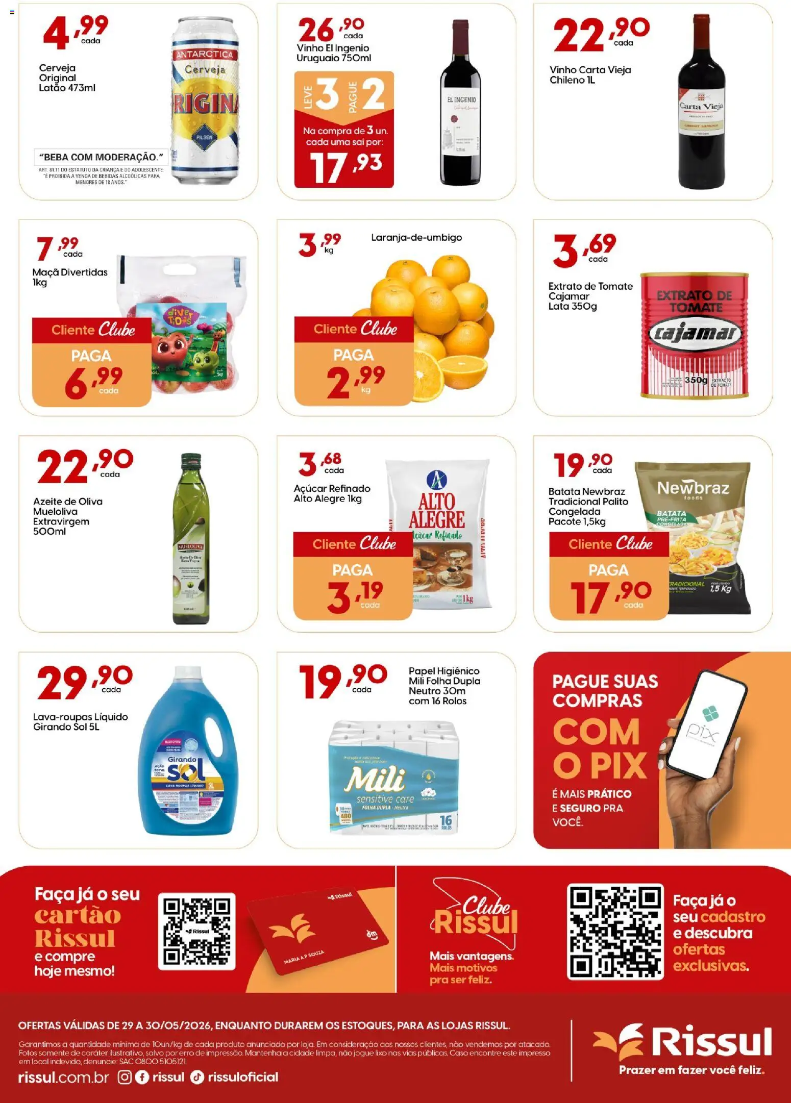 Rissul Folheto - válido de 29.05.2026 | Página: 2 | Produtos: Vinho, Cerveja, Roupas, Açúcar