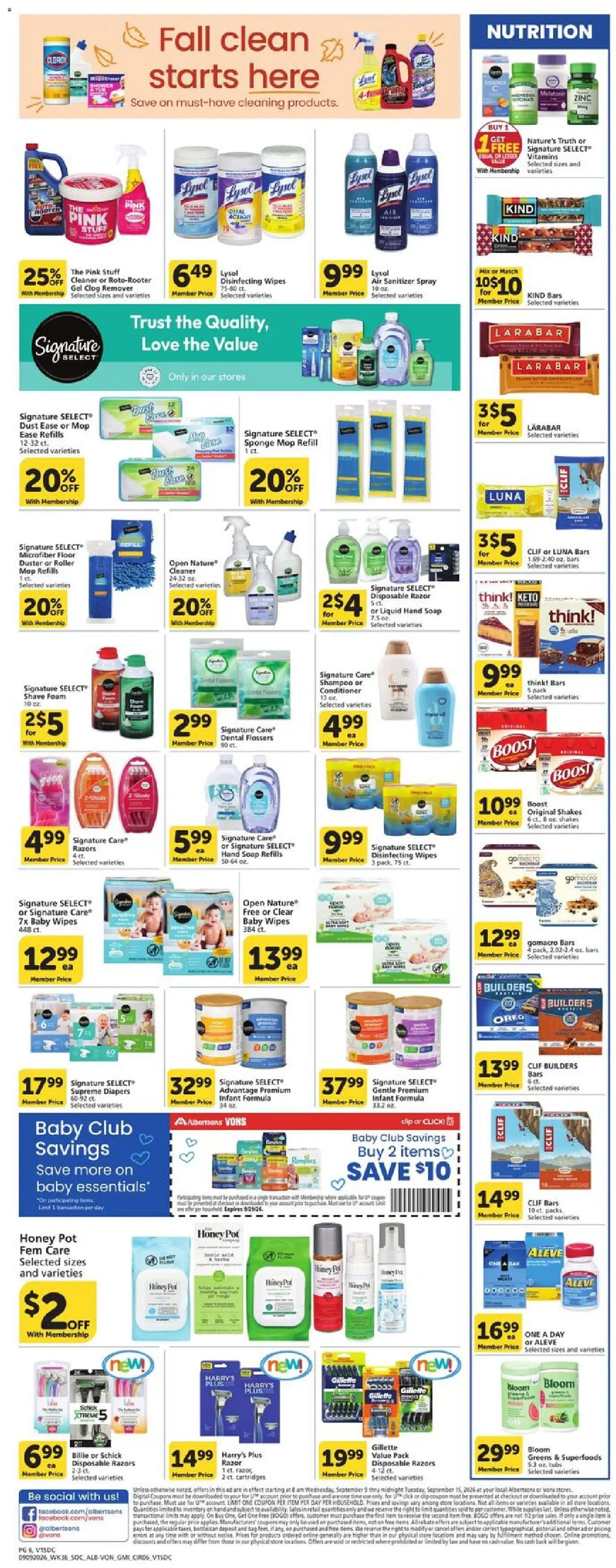 Vons Weekly Ad - valid from 09/09/2026 | Page: 5 | Products: Zinc, Mop, Bag, Foam