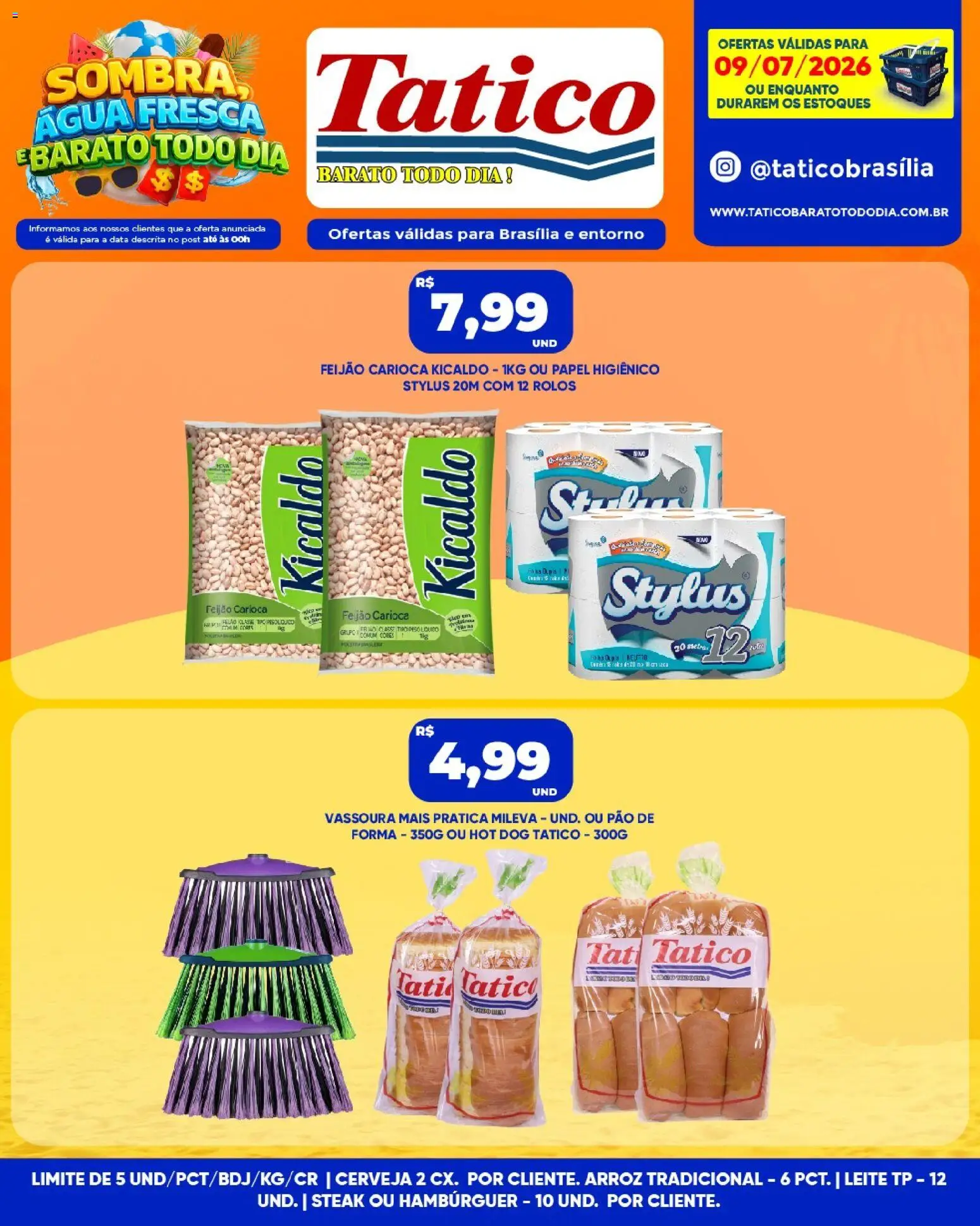Tatico Folheto - válido de 09/07/2026 | Página: 6 | Produtos: Arroz, Pão de forma, Hambúrguer, Papel higiênico