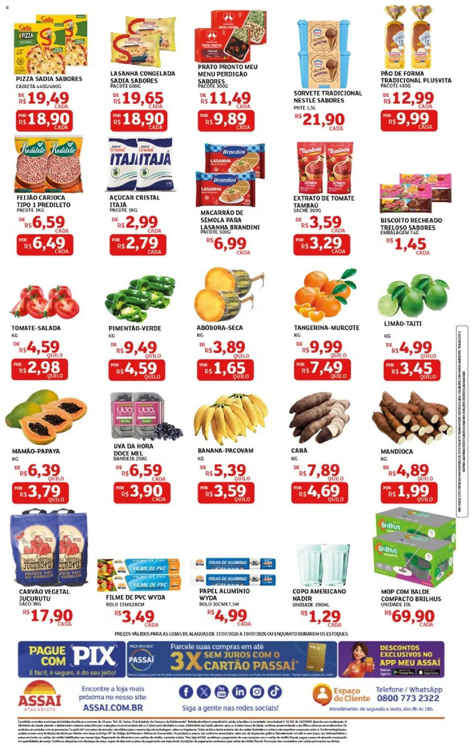 Assaí Atacadista Folheto - válido de 17/07/2026 | Página: 2 | Produtos: filme de PVC, Mandioca, Macarrão, Sorvete
