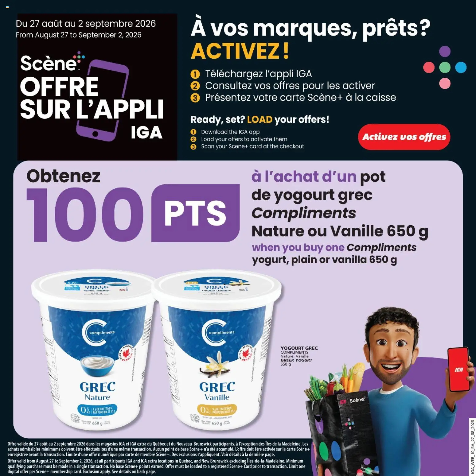 IGA flyer valid from Aug 27, 2026 | Page: 14 | Products: Greek yogurt, Vanilla, Yogurt