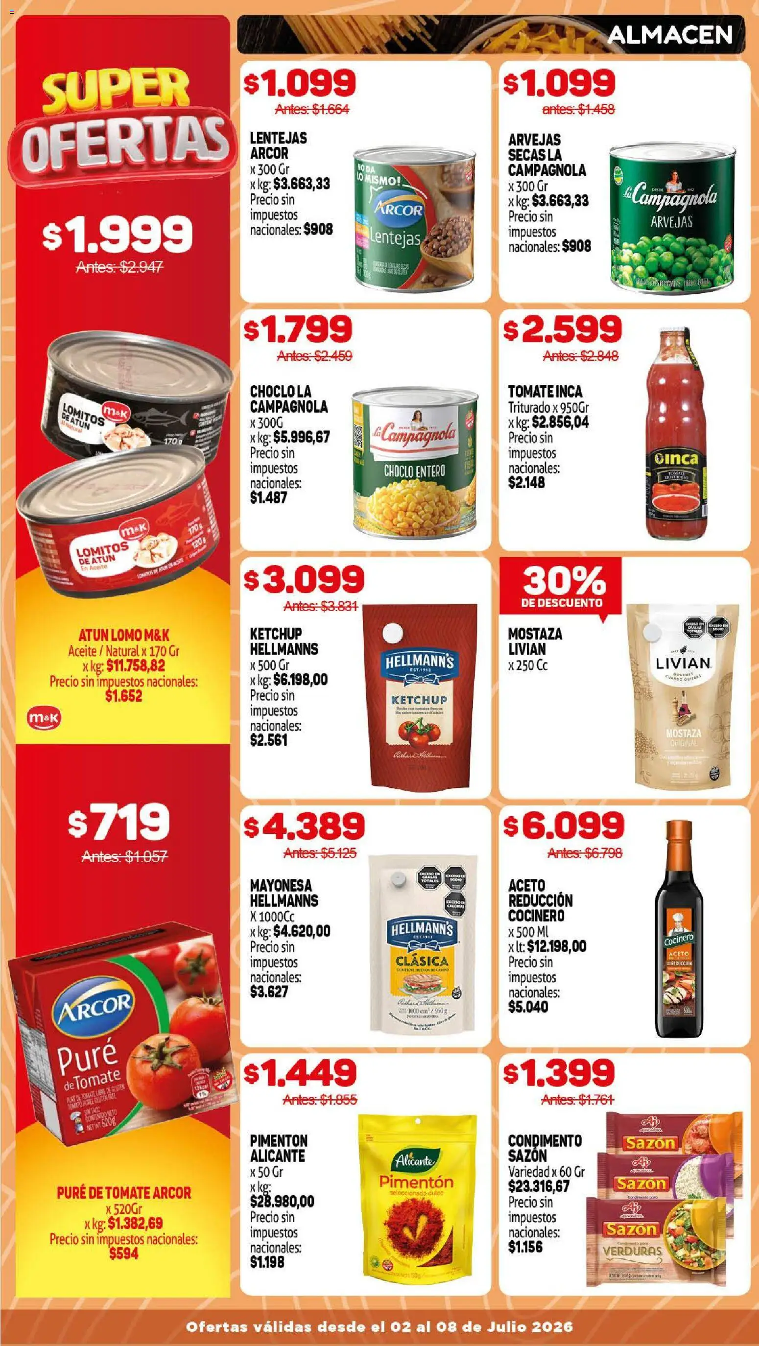 Makro ofertas │ válido desde el 02/07/2026 | Página: 6 | Productos: Aceite, Ketchup, Atún, Pimentón